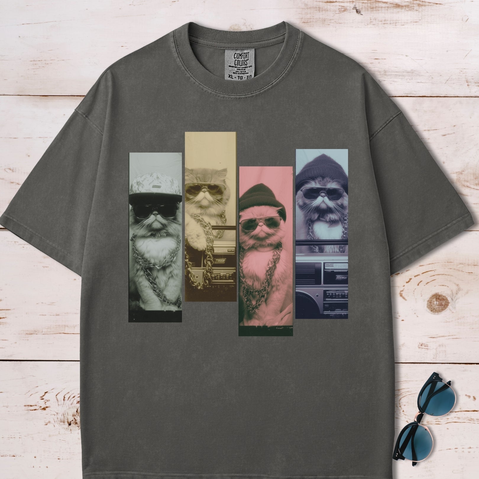 Vintage Graphic Y2K Cool Cats Collage T-Shirt