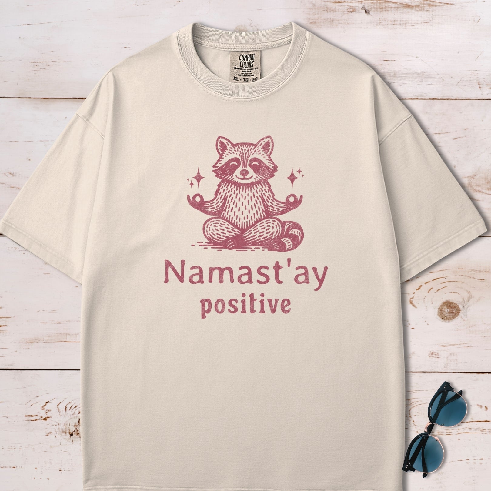 Namaste Stay Positive Raccoon Yoga Meditation T-Shirt