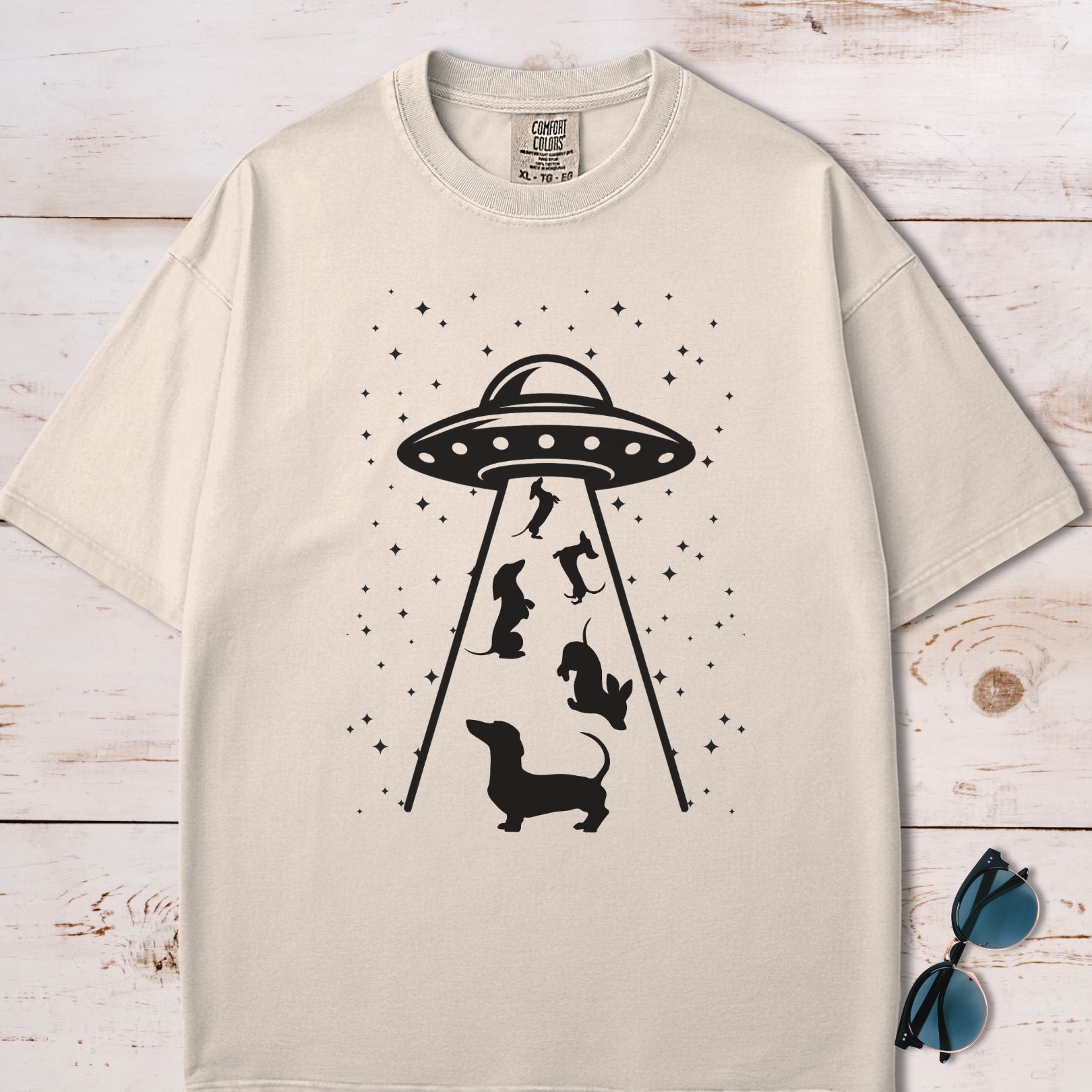 Alien UFO Abducting Dachshunds T-Shirt