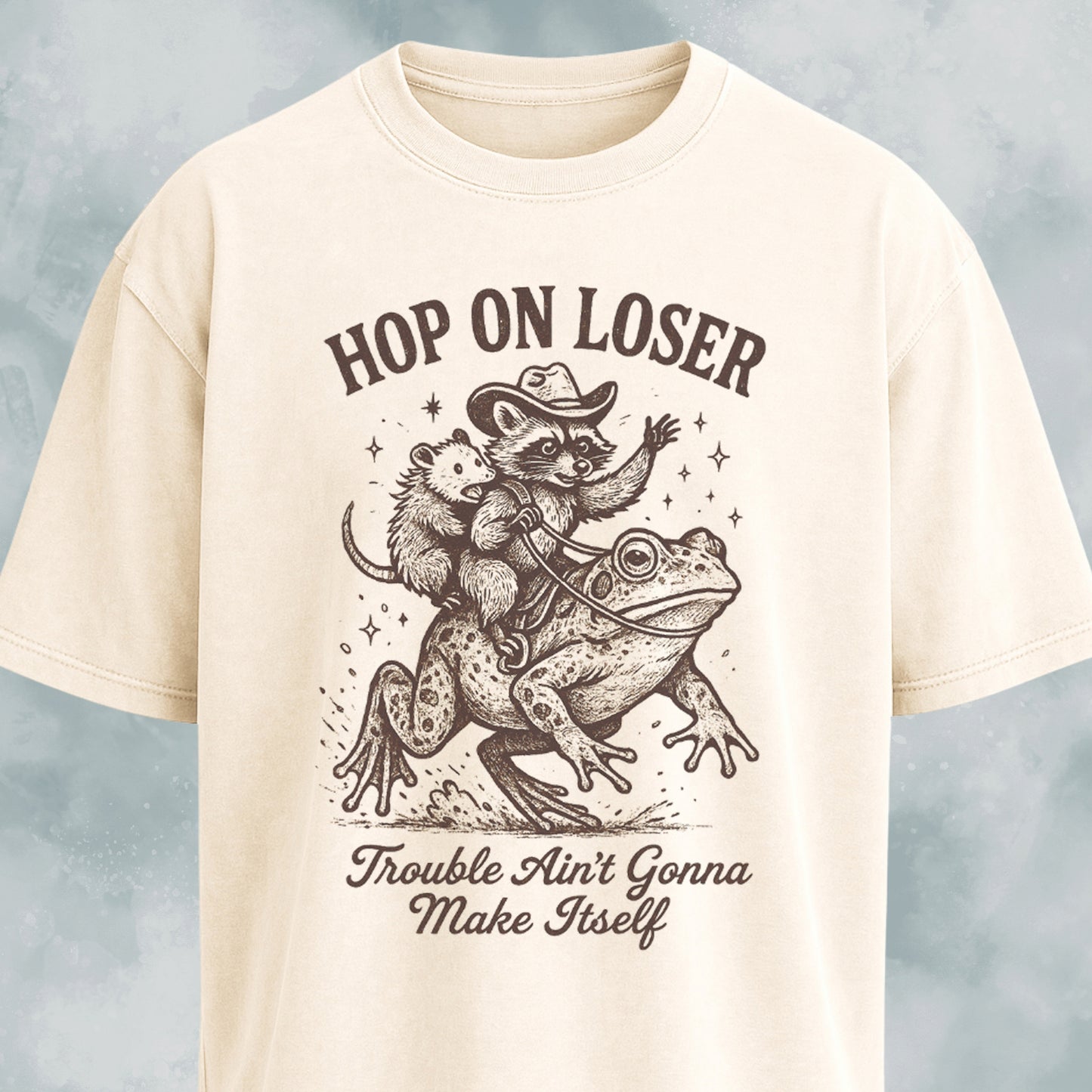 Chaotic Cowboy Raccoon Frog T-Shirt