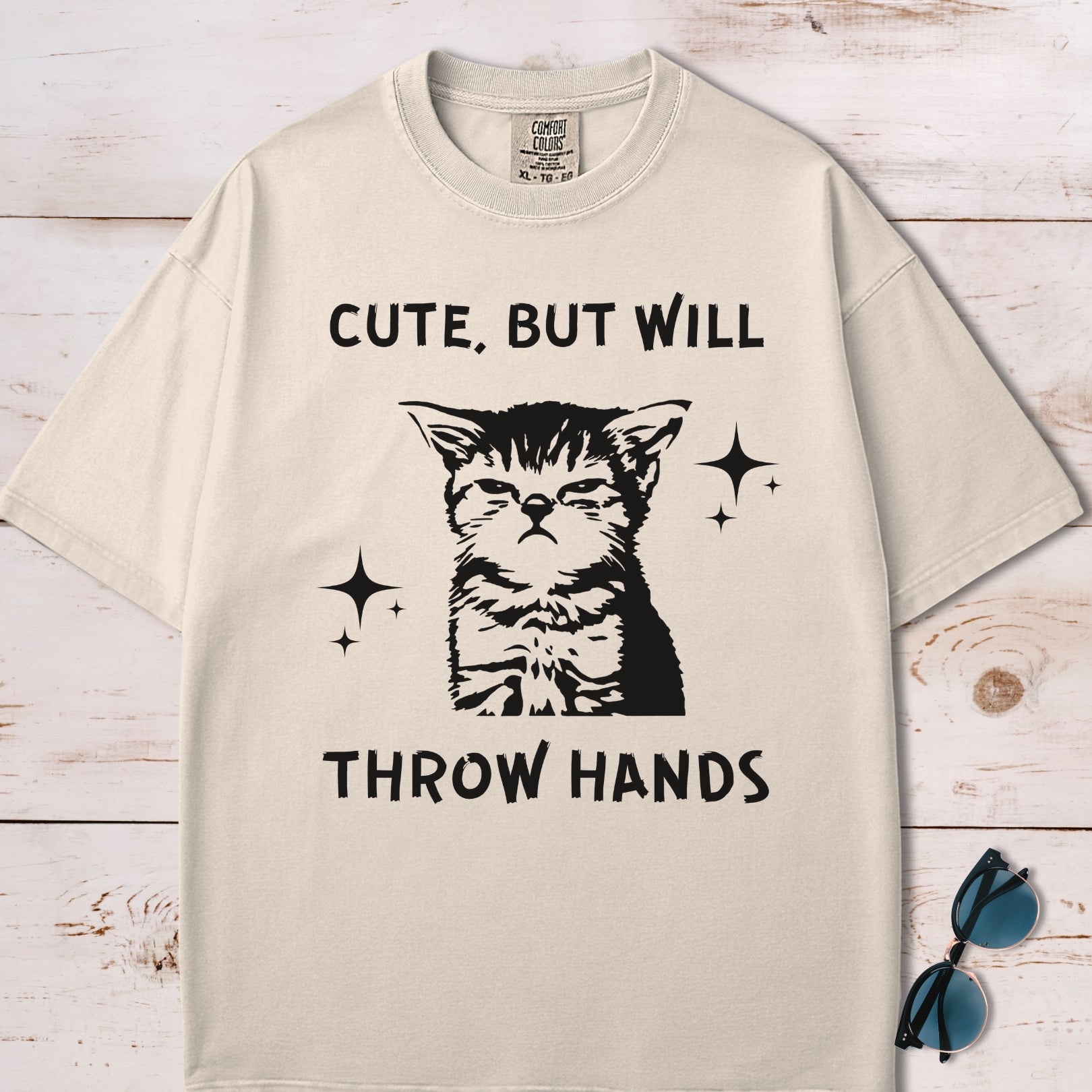 Cute But Will Throw Hands Cat T-Shirt
