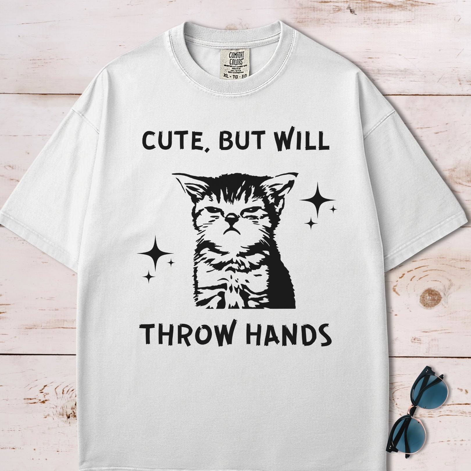 Cute But Will Throw Hands Cat T-Shirt