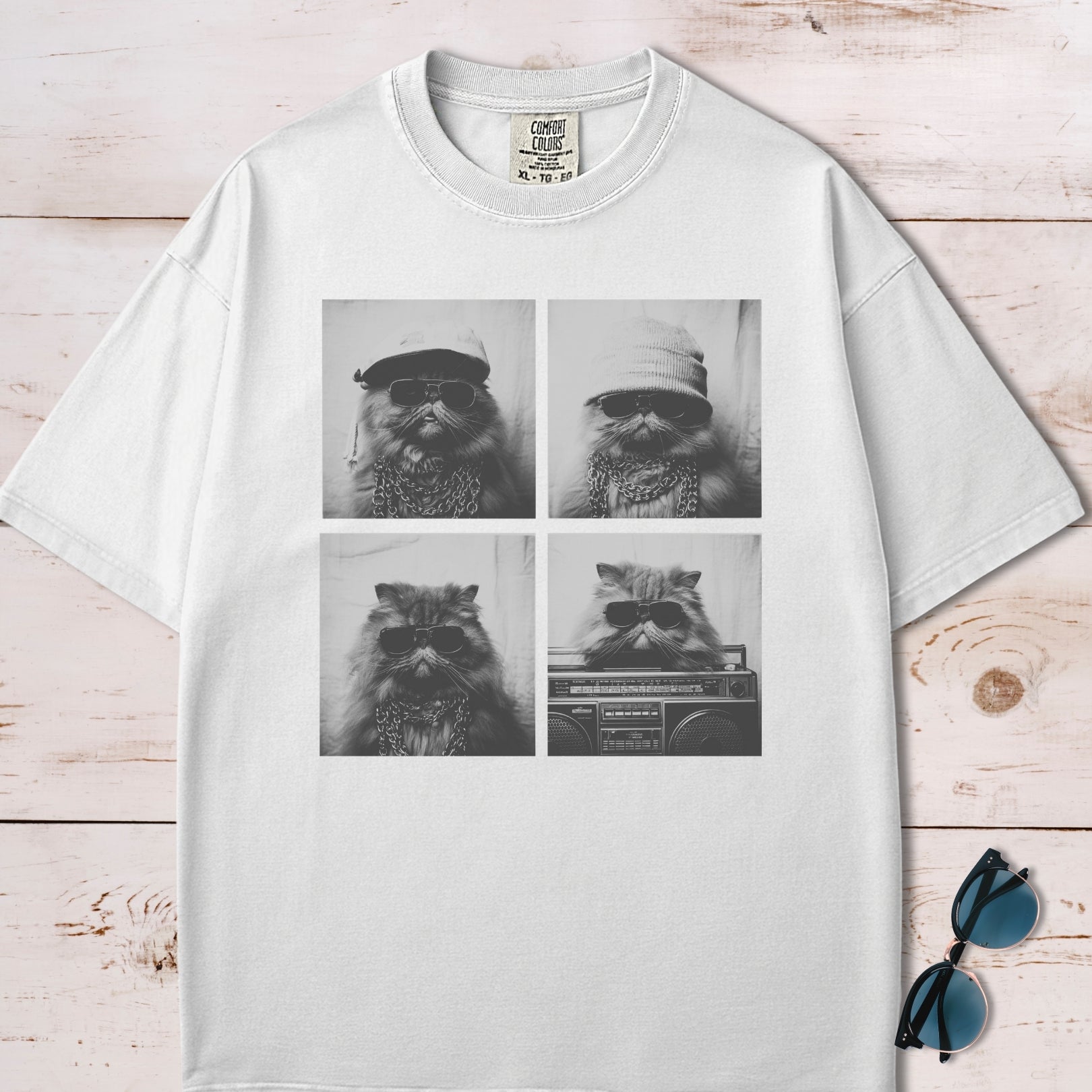 Y2K Photo Booth Cool Cats Collage T-Shirt