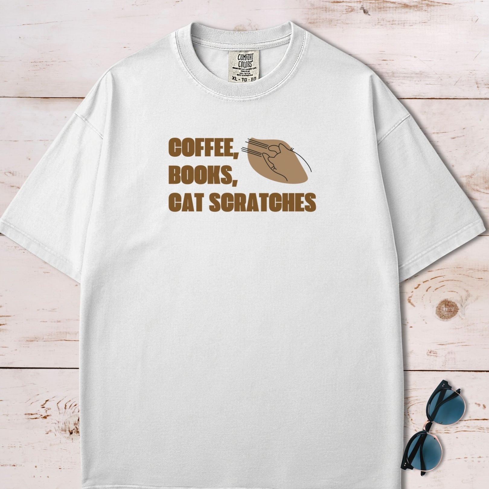 Coffee, Books and Cat Scratches T-Shirt