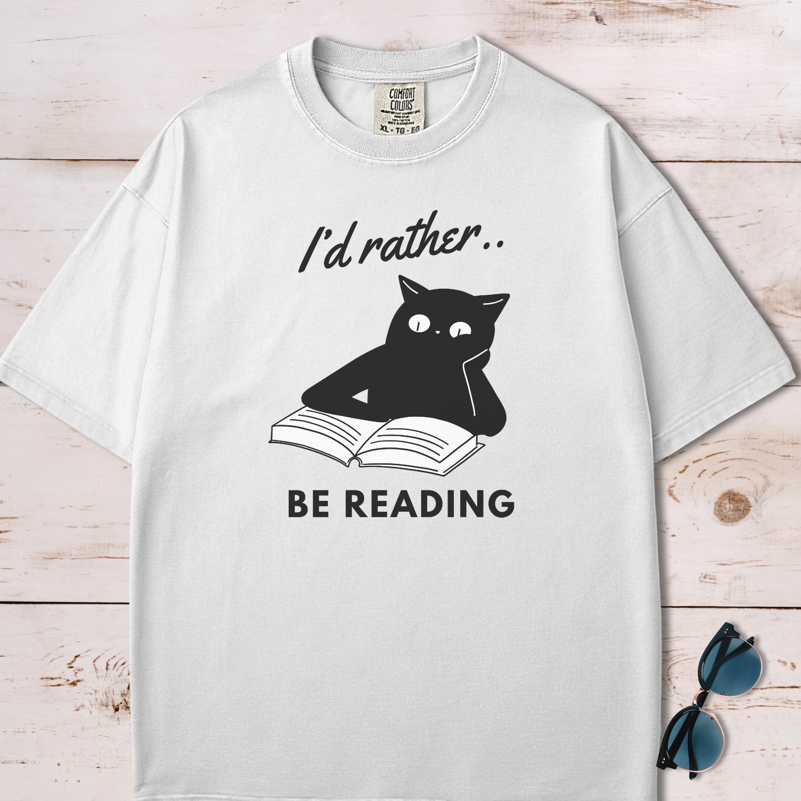 Sarcastic Cat I'd Rather Be Reading T-Shirt
