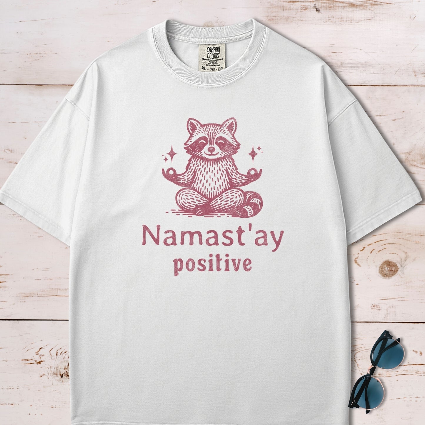 Namaste Stay Positive Raccoon Yoga Meditation T-Shirt