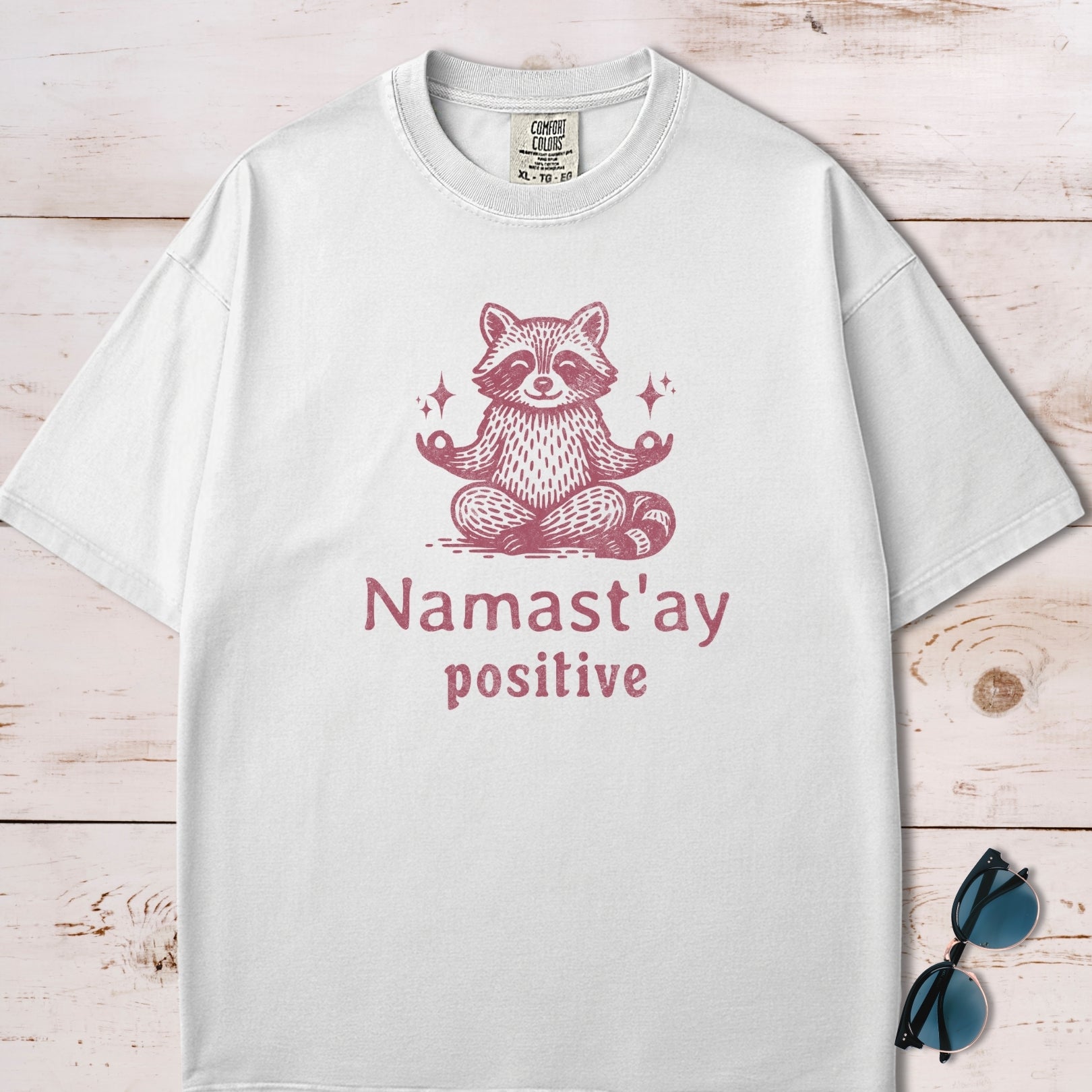 Namaste Stay Positive Raccoon Yoga Meditation T-Shirt