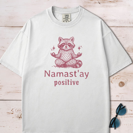 Namaste Stay Positive Raccoon Yoga Meditation T-Shirt