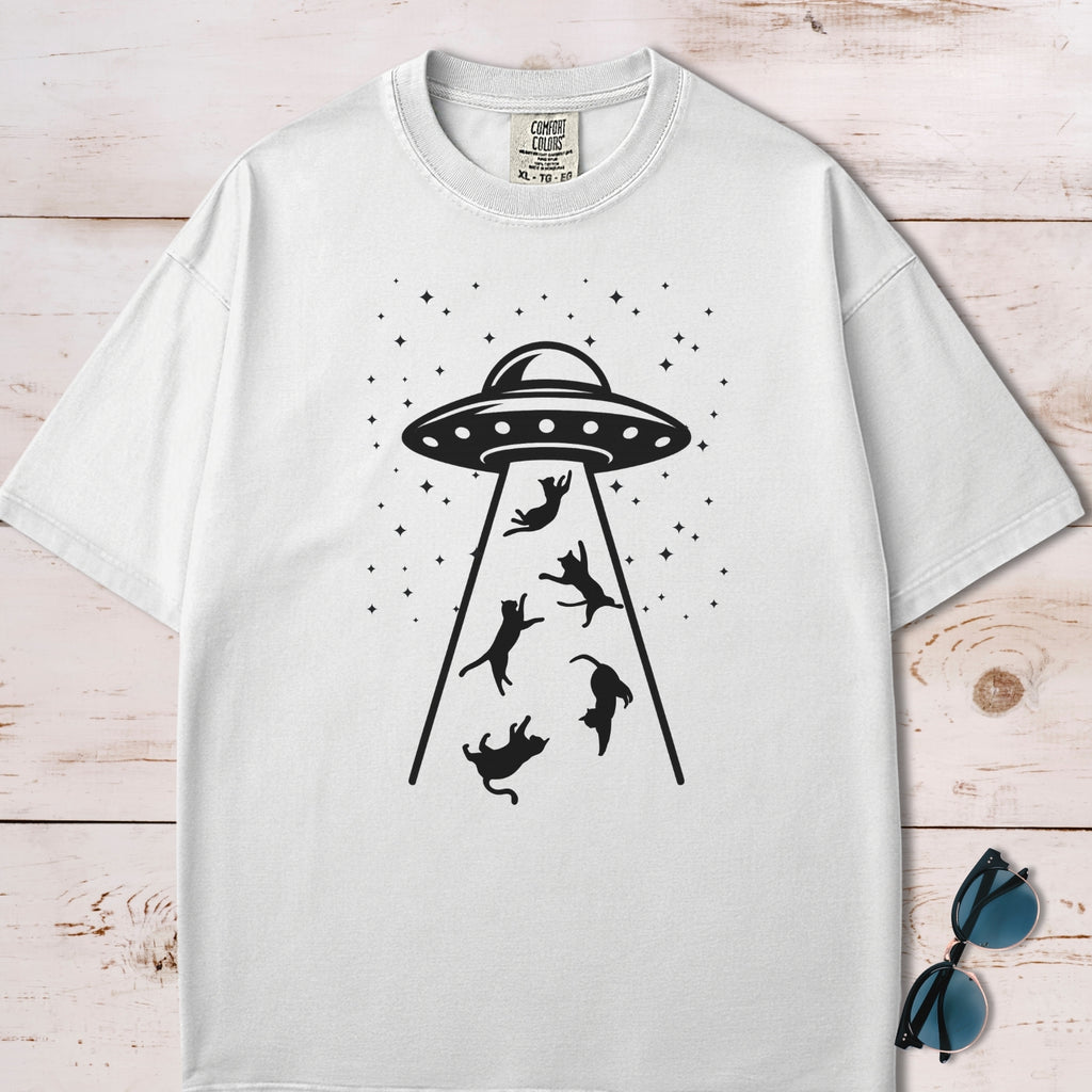 UFO Space Invasion Cat Abduction T-Shirt
