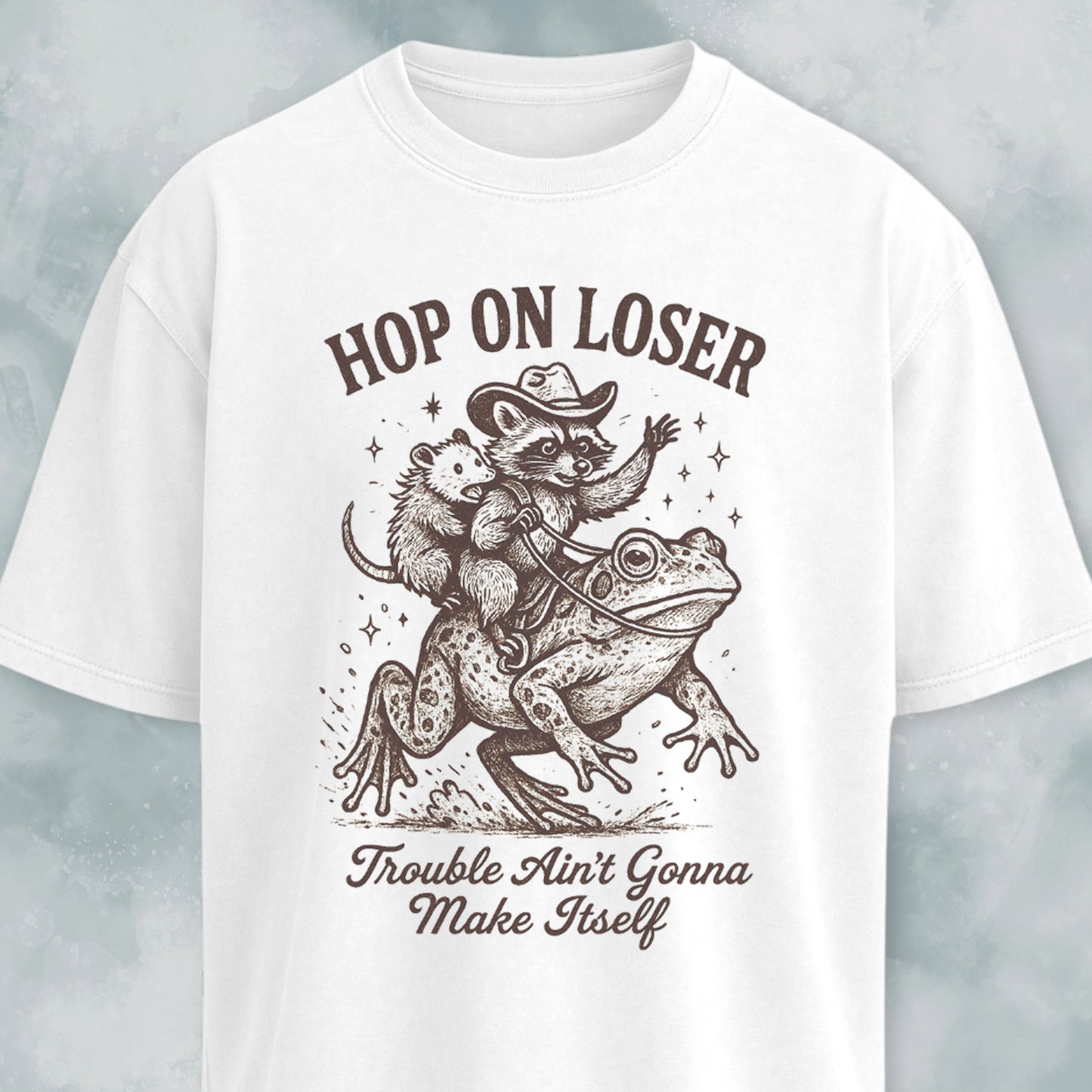 Chaotic Cowboy Raccoon Frog T-Shirt