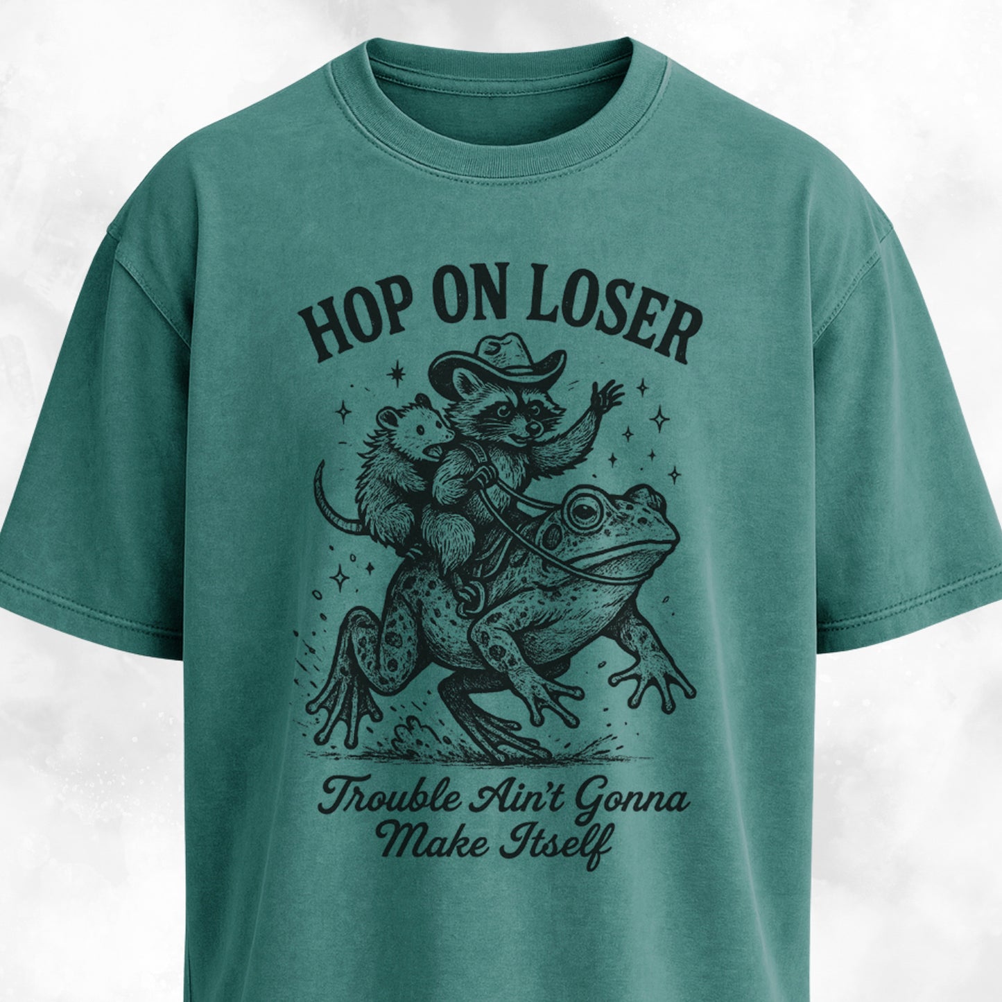 Chaotic Cowboy Raccoon Frog T-Shirt