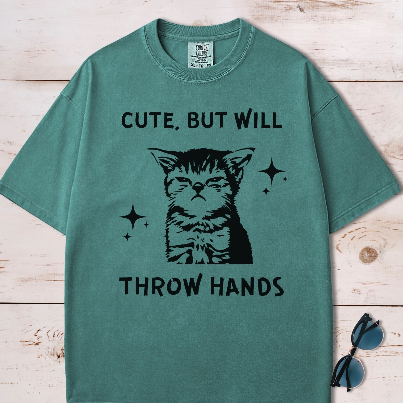 Cute But Will Throw Hands Cat T-Shirt