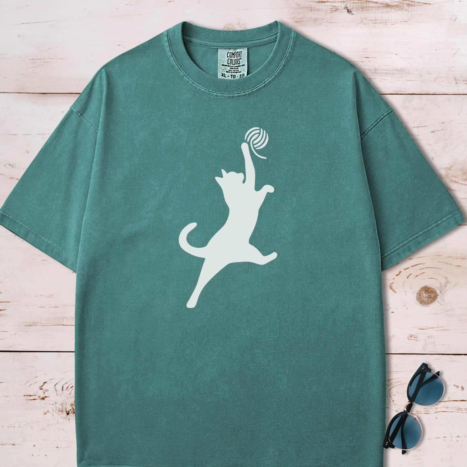 Cat Slam Dunk With Ball Of Yarn T-Shirt