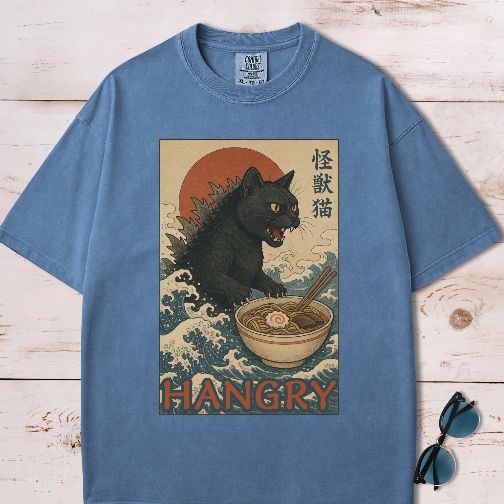 Hangry Catzilla Vintage Japanese Style T-Shirt