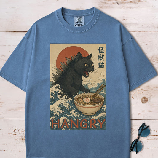 Hangry Catzilla Vintage Japanese Style T-Shirt