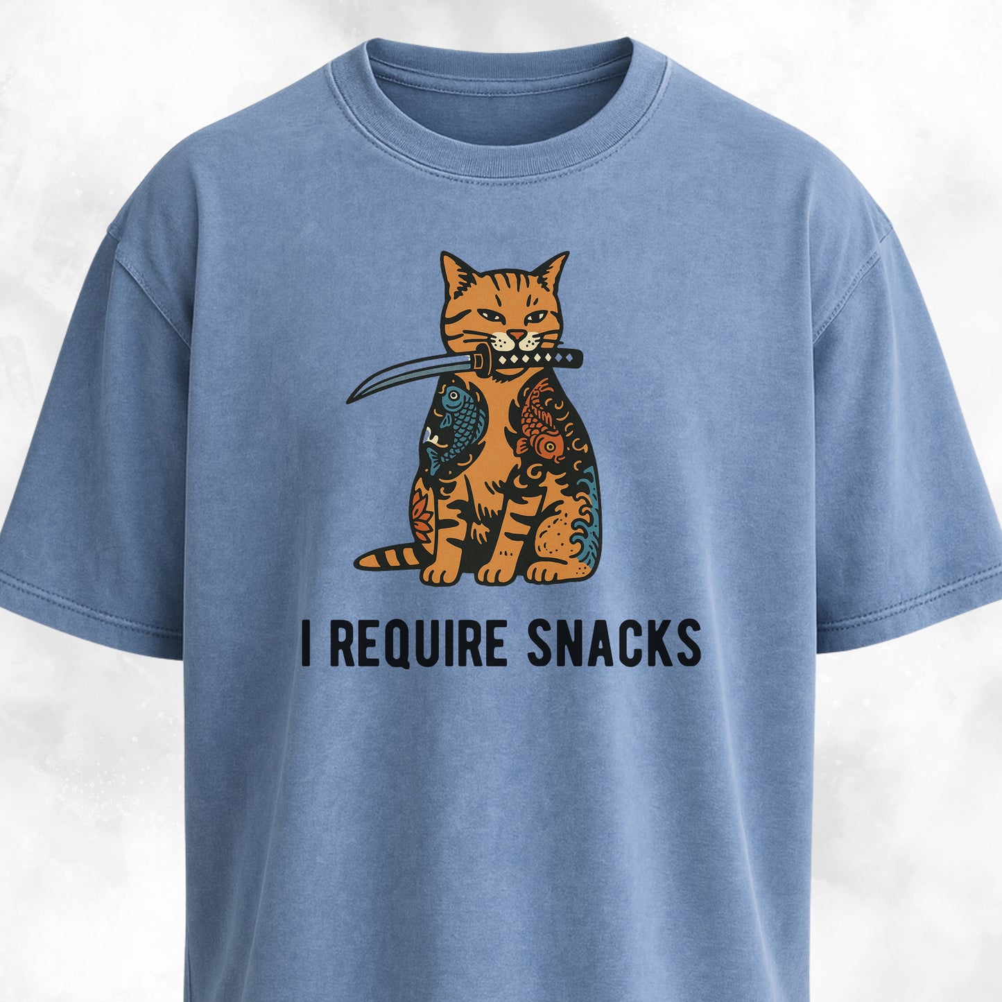 I Require Snacks Short Katana Cat T-Shirt
