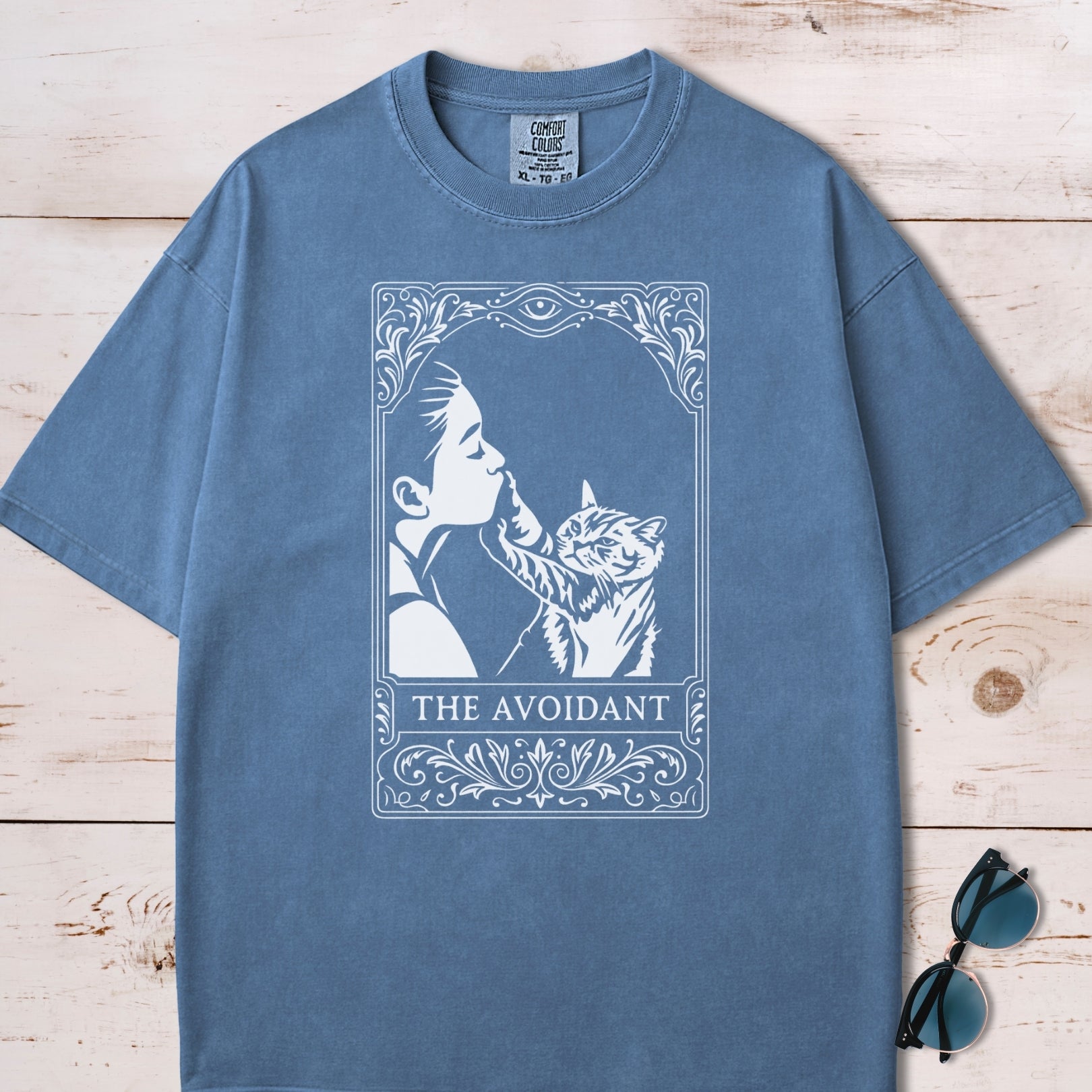The Avoidant Cat Tarot Card T-Shirt