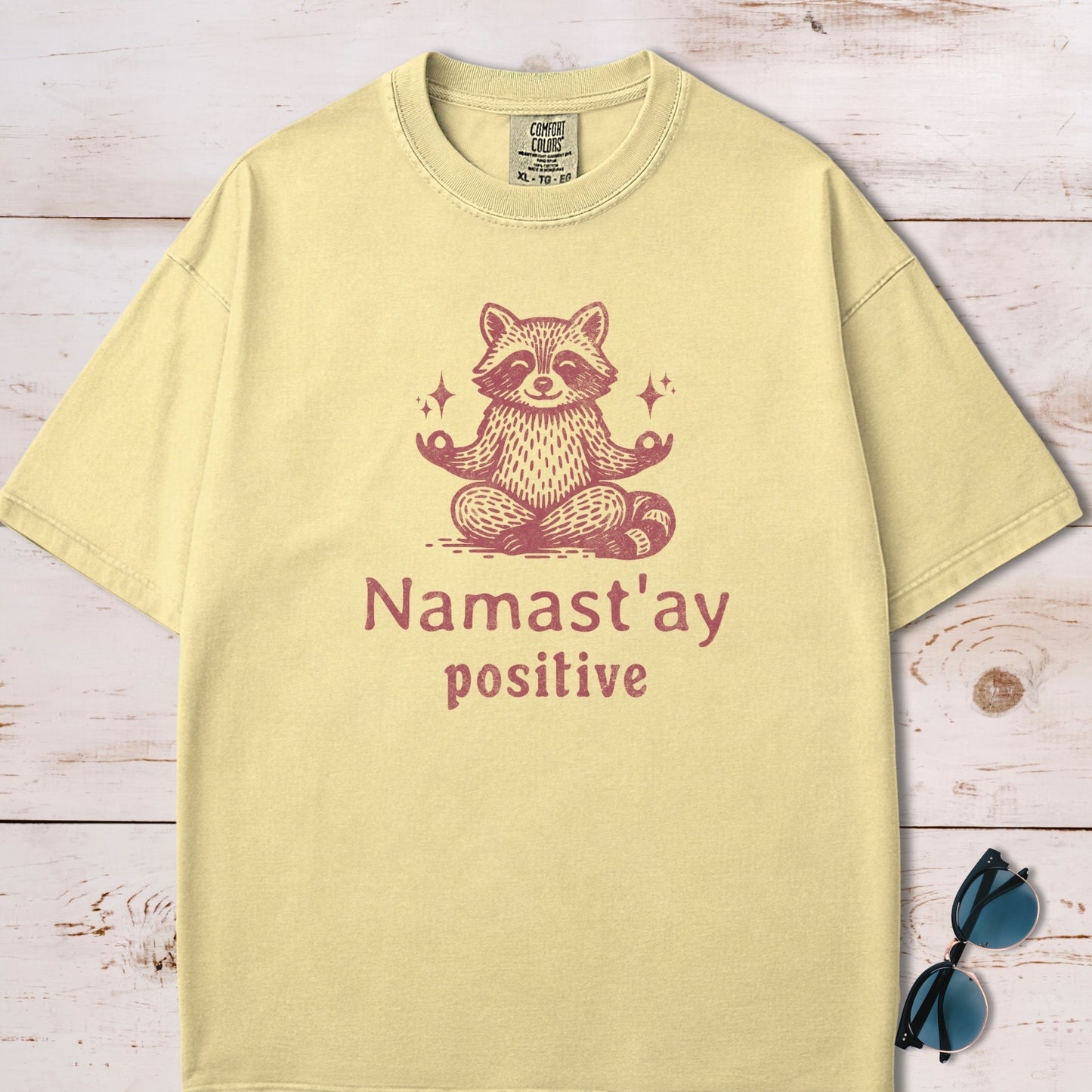Namaste Stay Positive Raccoon Yoga Meditation T-Shirt
