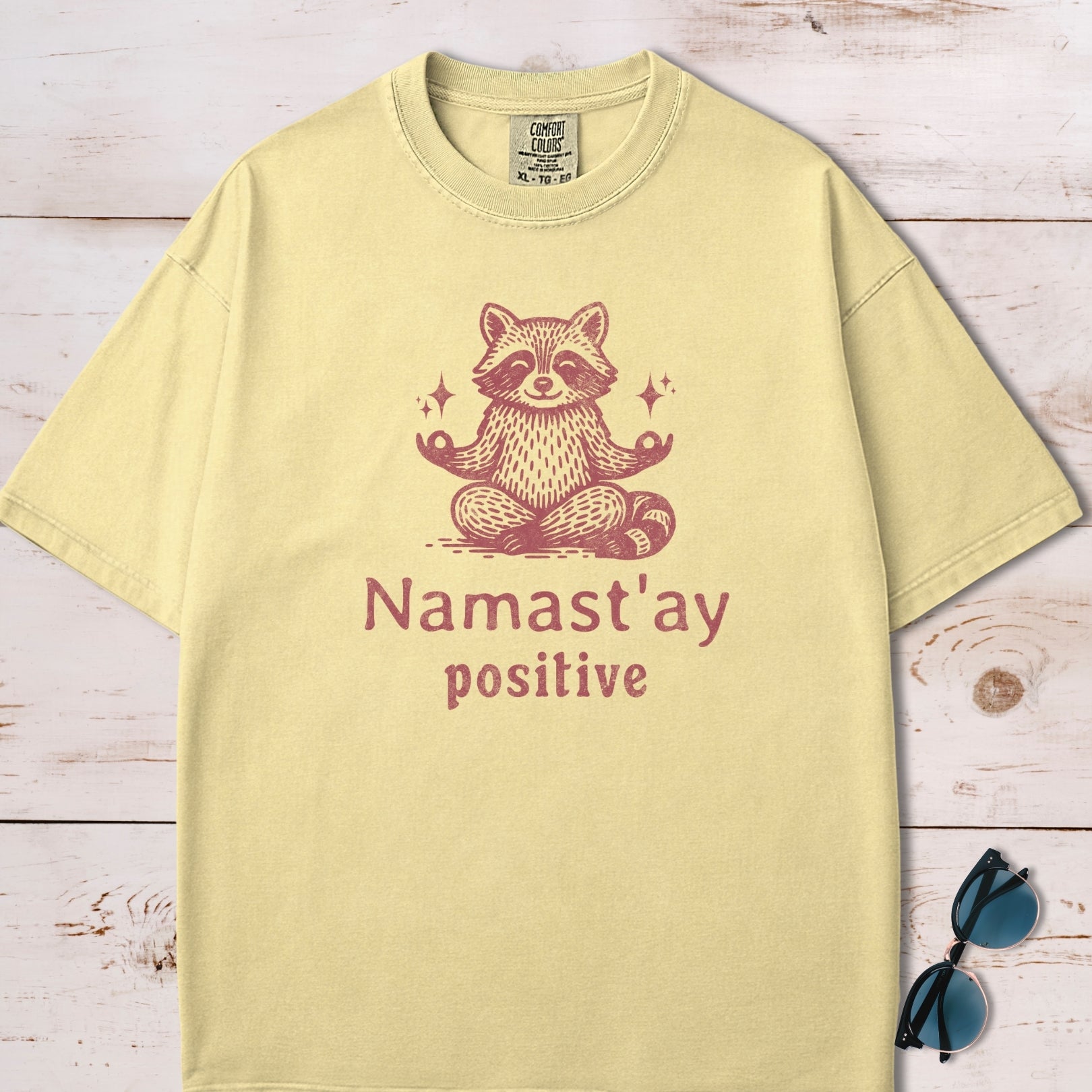 Namaste Stay Positive Raccoon Yoga Meditation T-Shirt