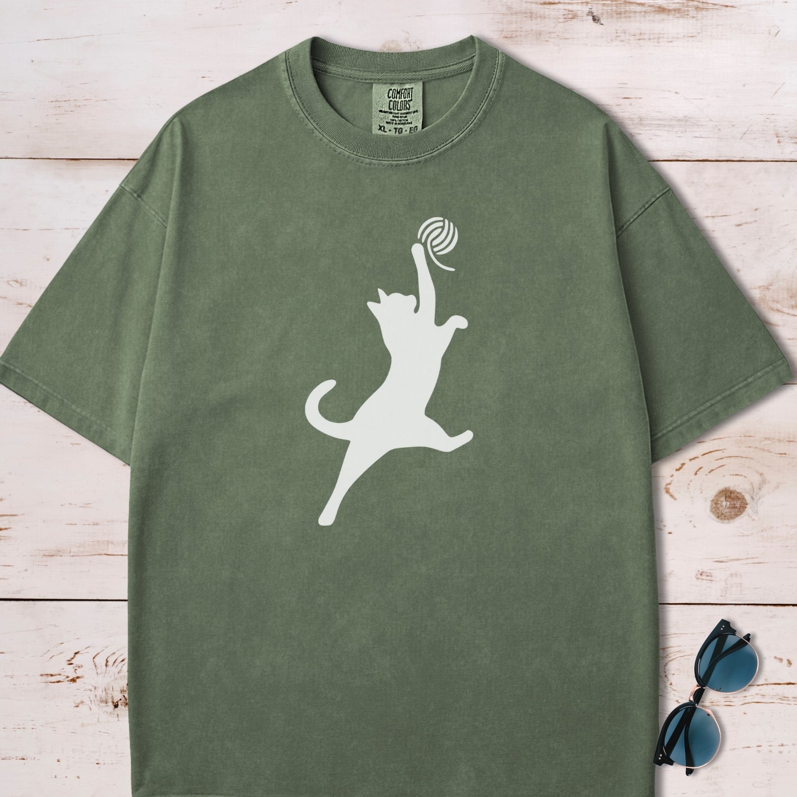 Cat Slam Dunk With Ball Of Yarn T-Shirt