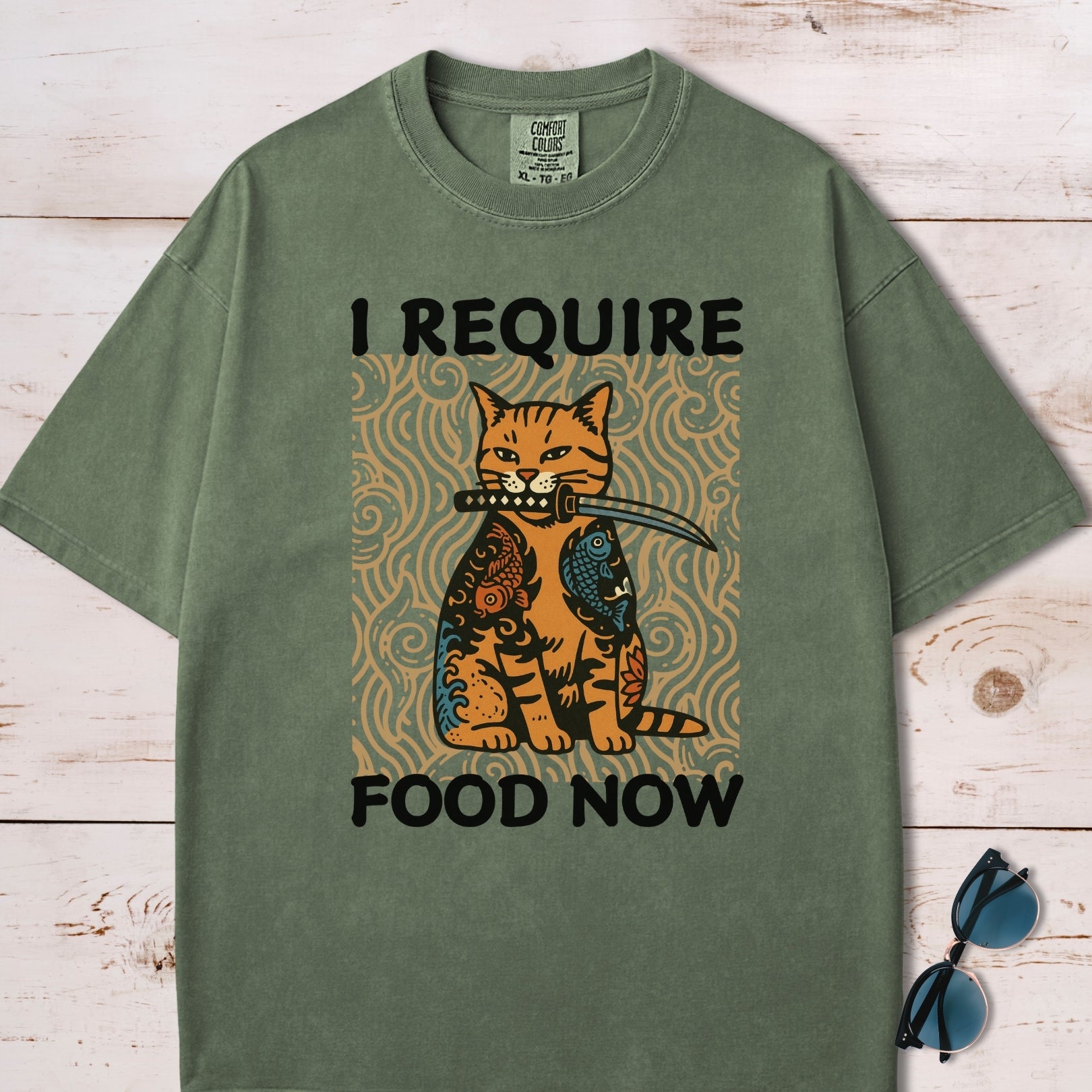 I Require Food Now Samurai Cat T-Shirt