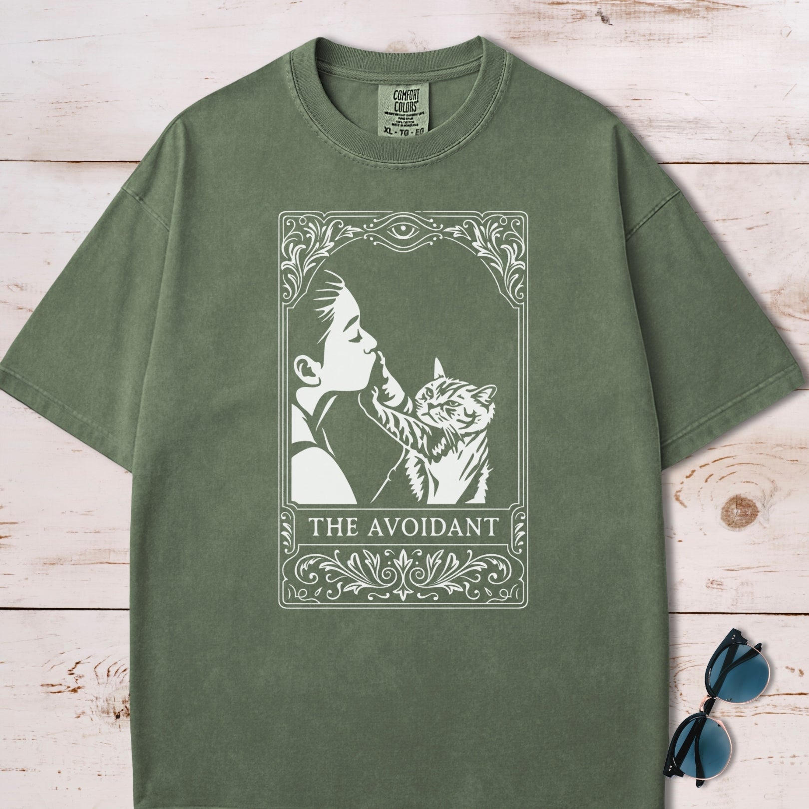 The Avoidant Cat Tarot Card T-Shirt