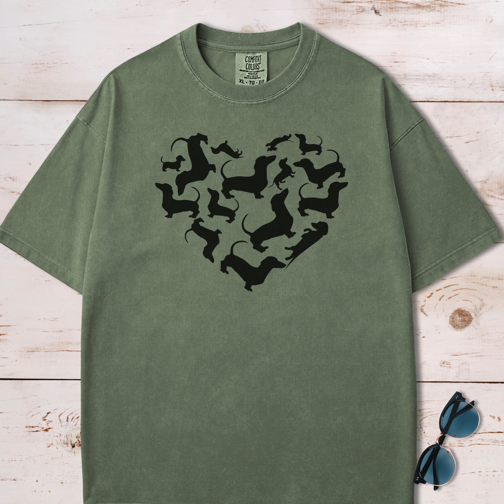 Dachshunds Heart Mosaic T-Shirt