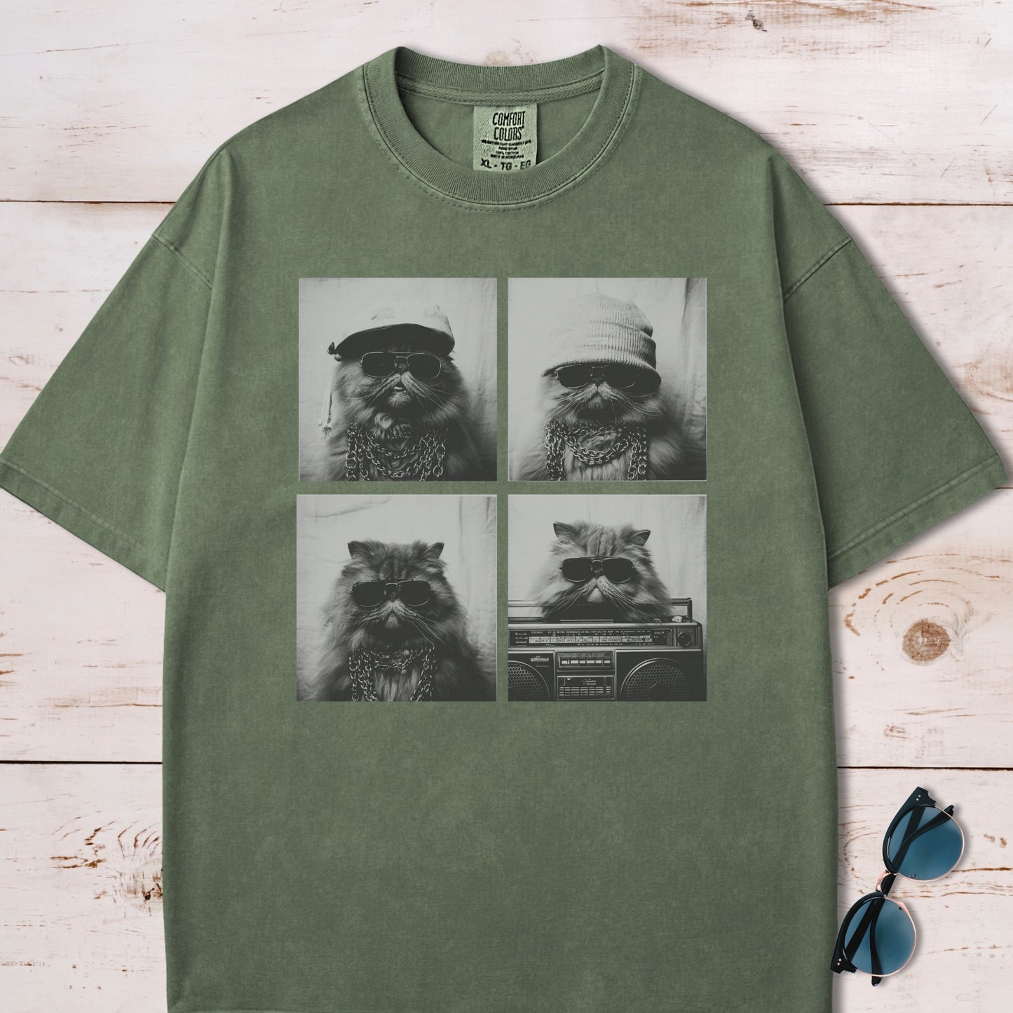 Y2K Photo Booth Cool Cats Collage T-Shirt