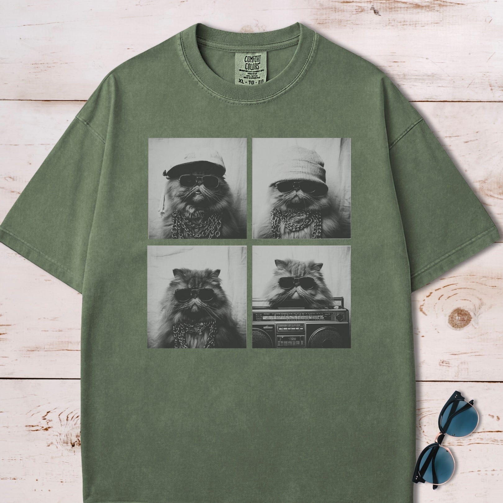Y2K Photo Booth Cool Cats Collage T-Shirt