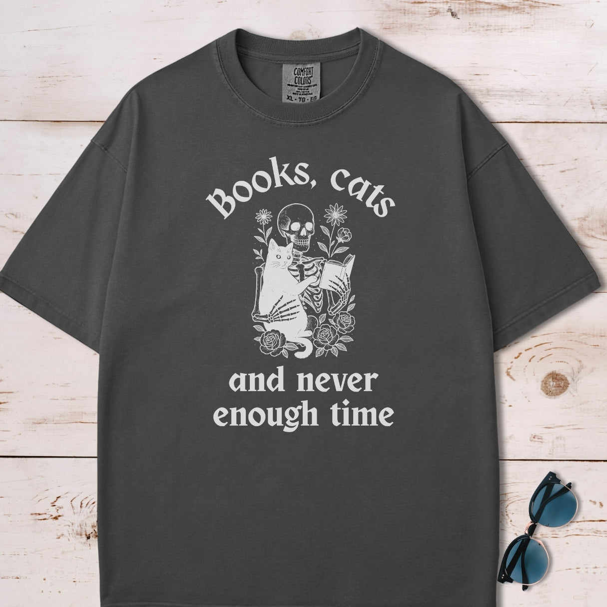 Books, Cats and Never Enough Time T-Shirt