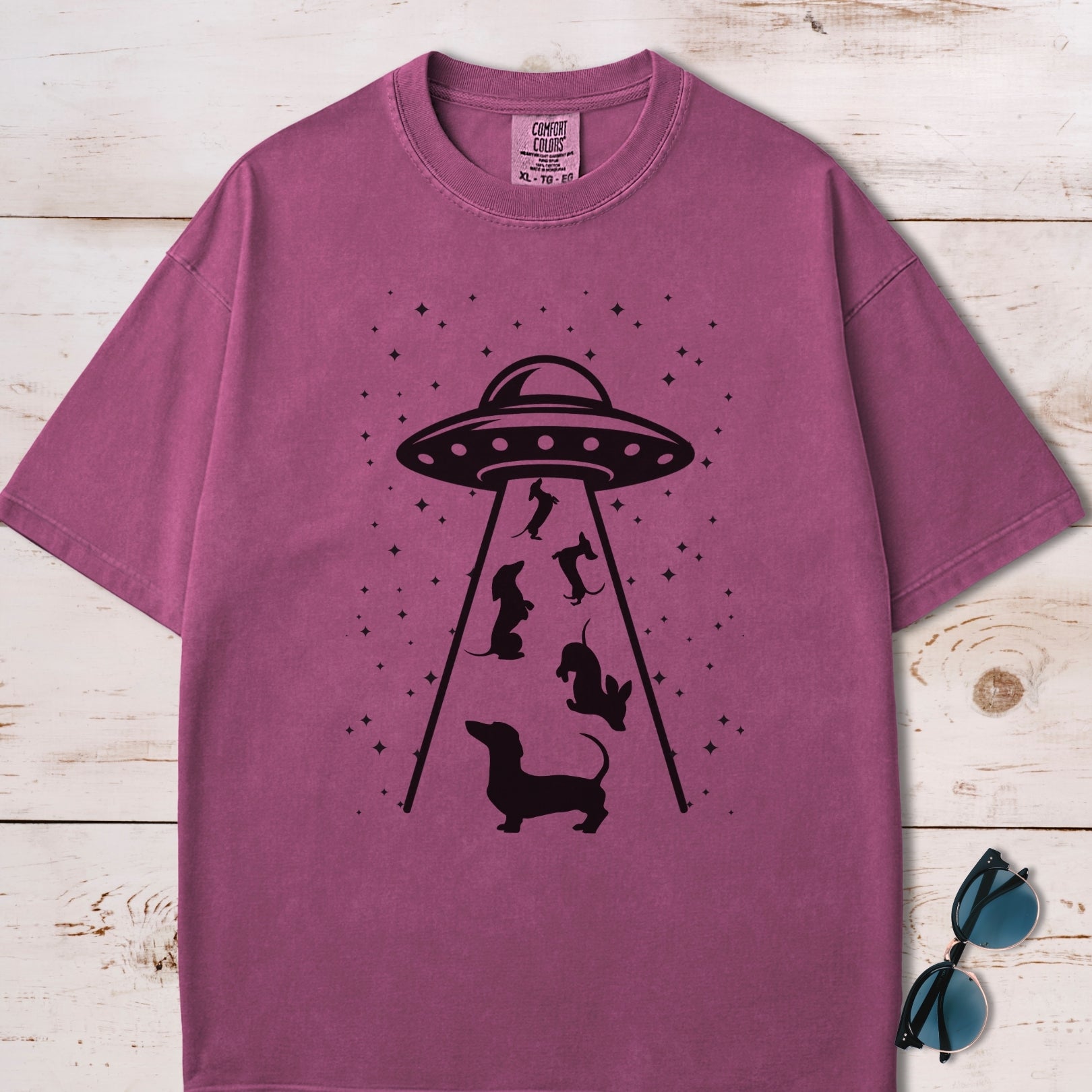 Alien UFO Abducting Dachshunds T-Shirt