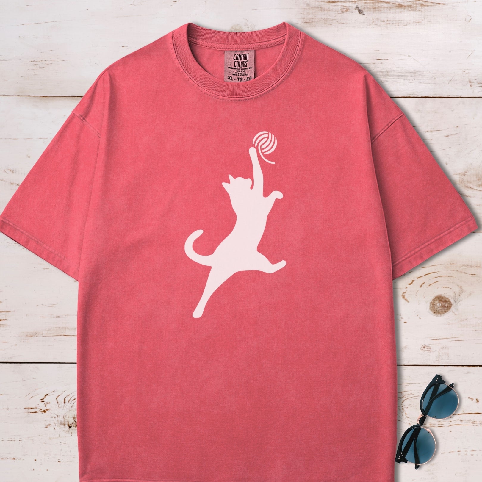 Cat Slam Dunk With Ball Of Yarn T-Shirt