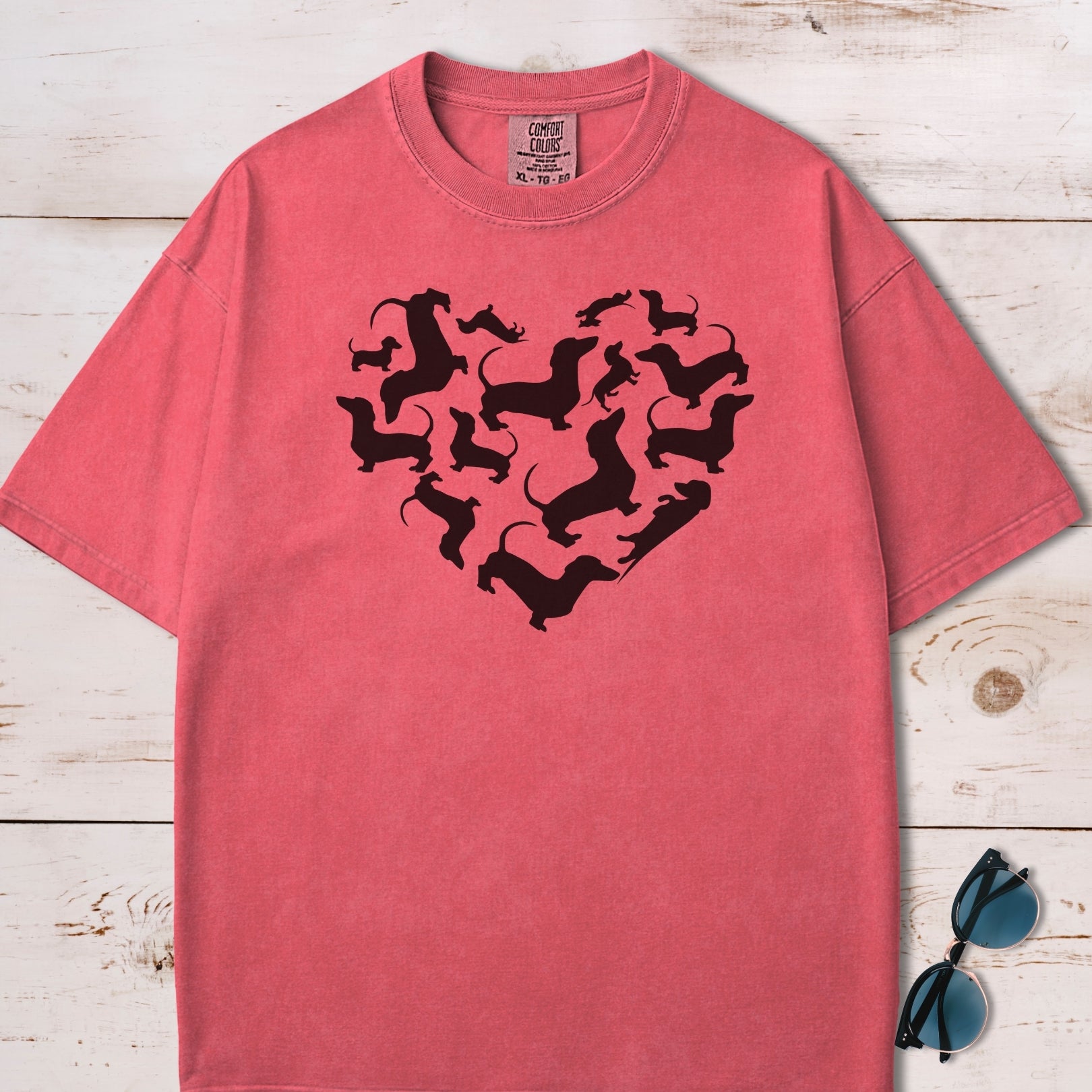 Dachshunds Heart Mosaic T-Shirt