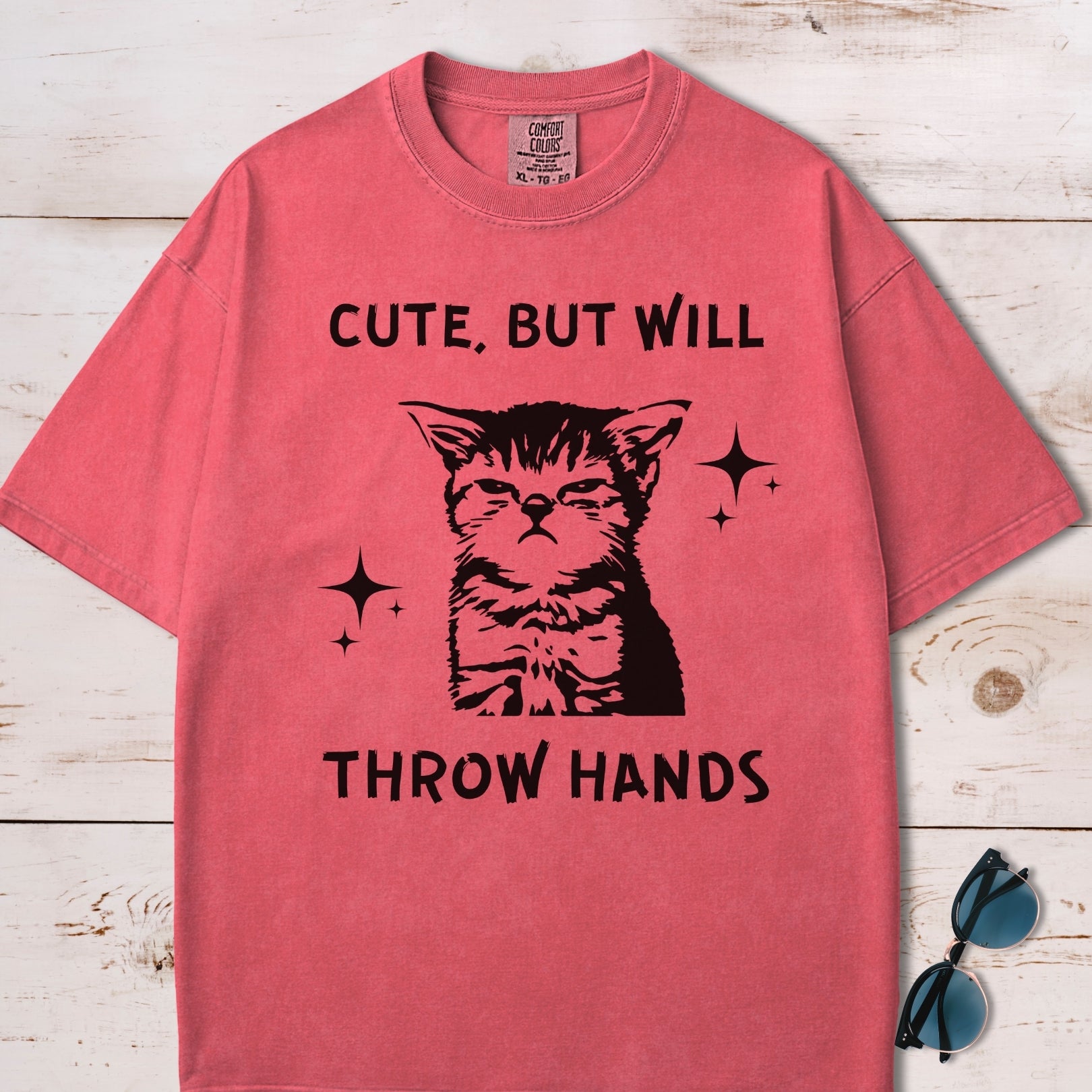 Cute But Will Throw Hands Cat T-Shirt