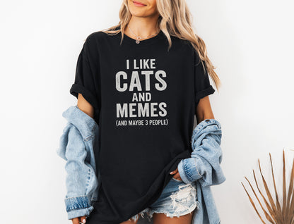 I Like Cats And Memes Sarcastic T-Shirt