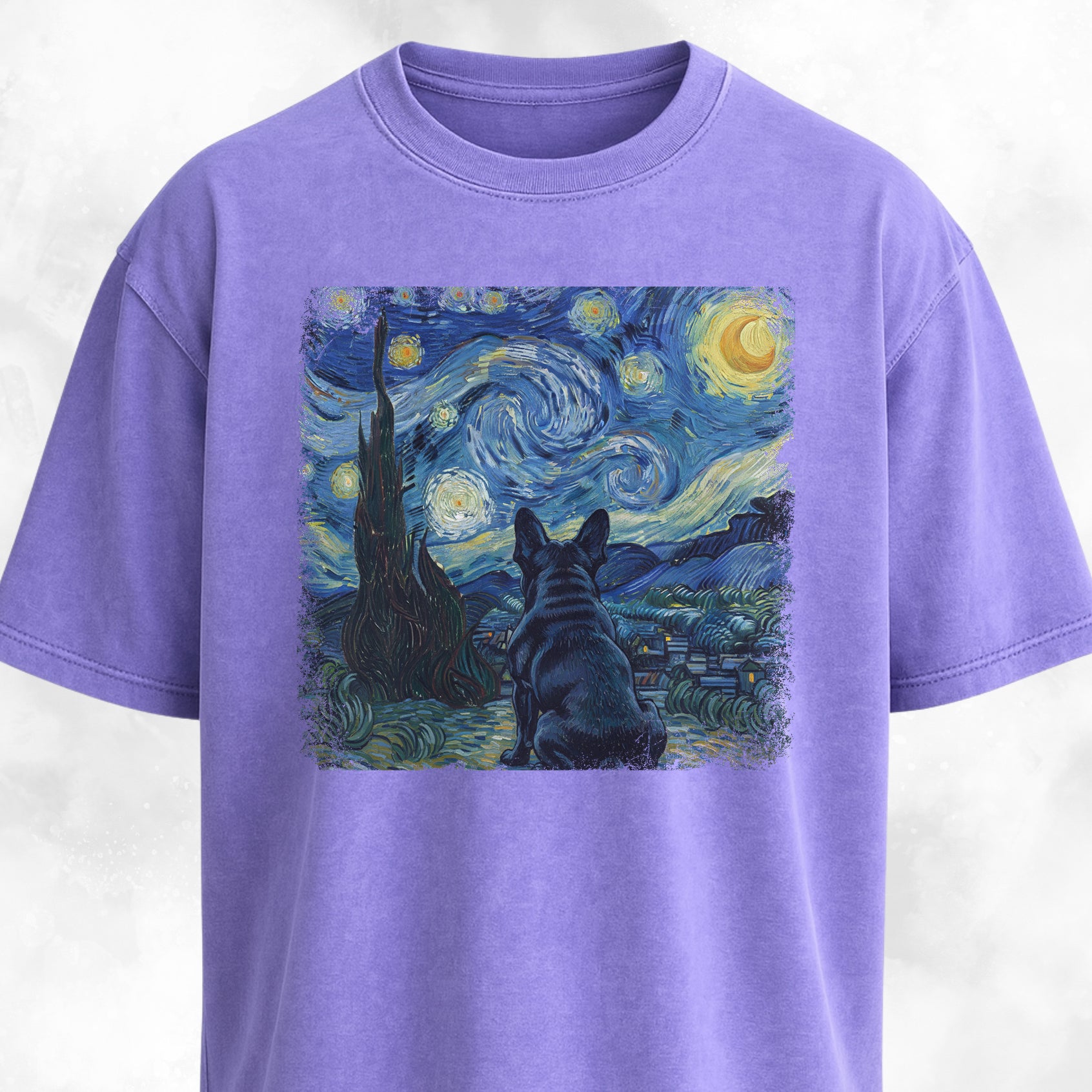 Van Gogh's Starry Night Frenchie Edition T-Shirt
