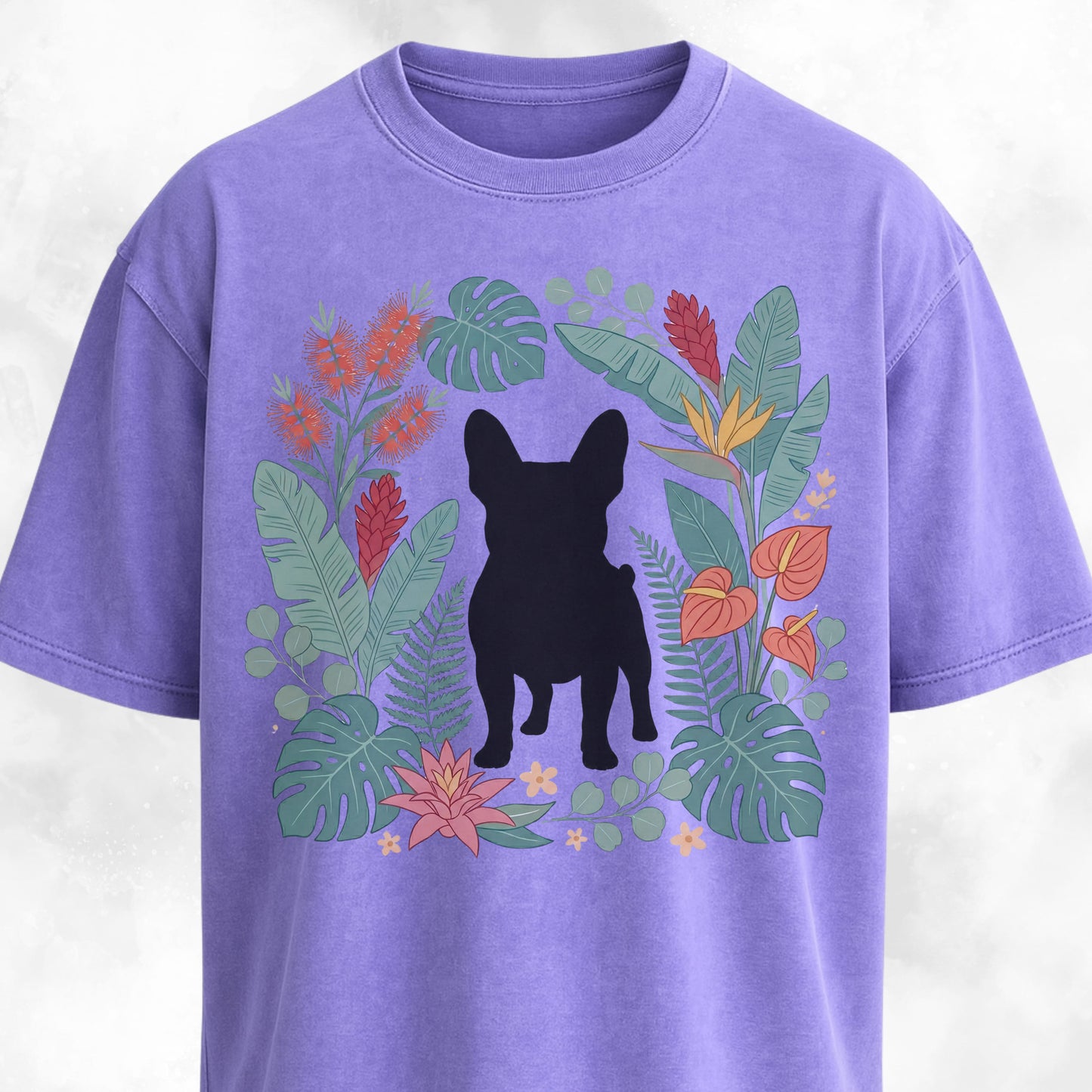 Botanical Frenchie Silhouette T-Shirt