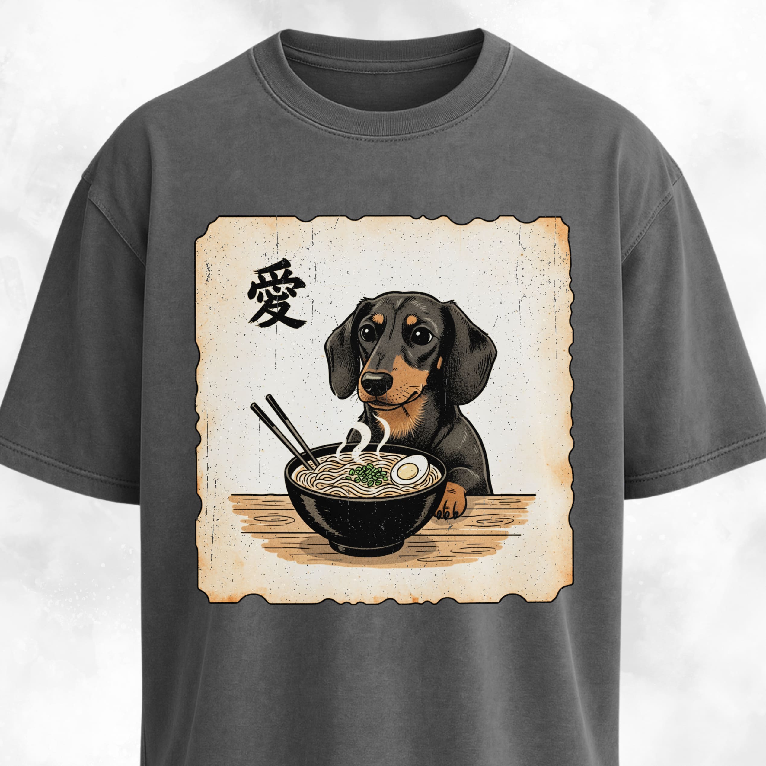 Japanese Style Dachshund Eating Ramen T-Shirt