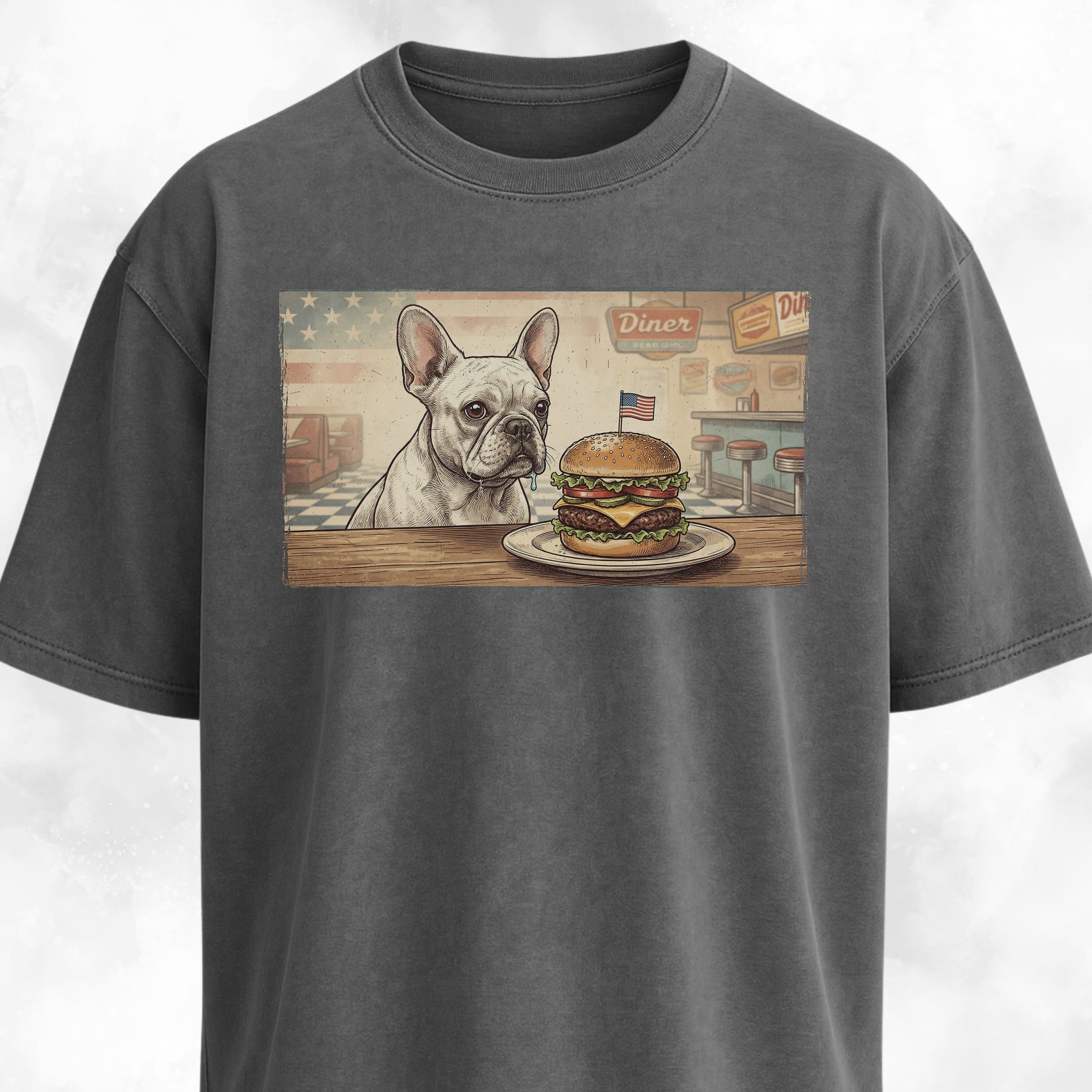 French Bulldog Eating A Hamburger T-Shirt