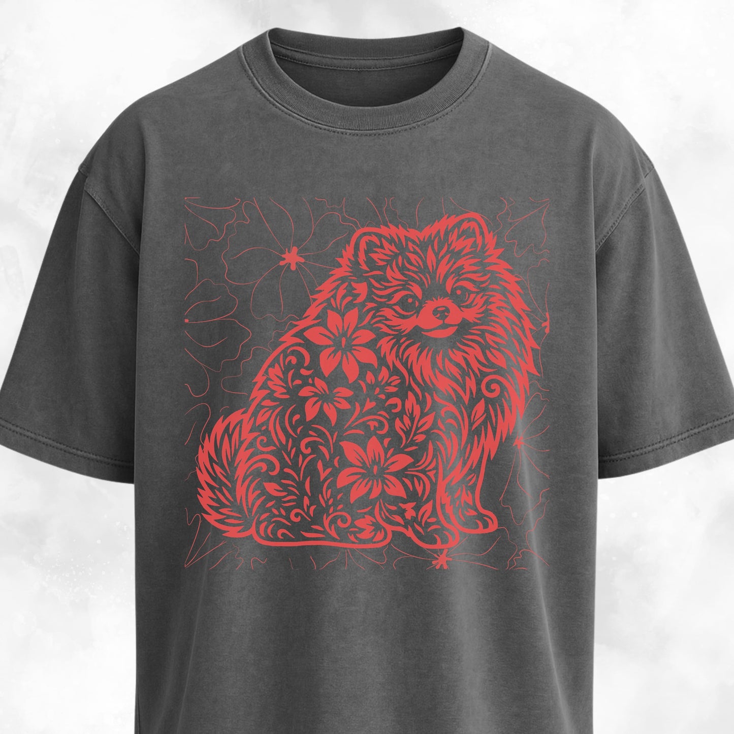 Floral Pomeranian T-Shirt