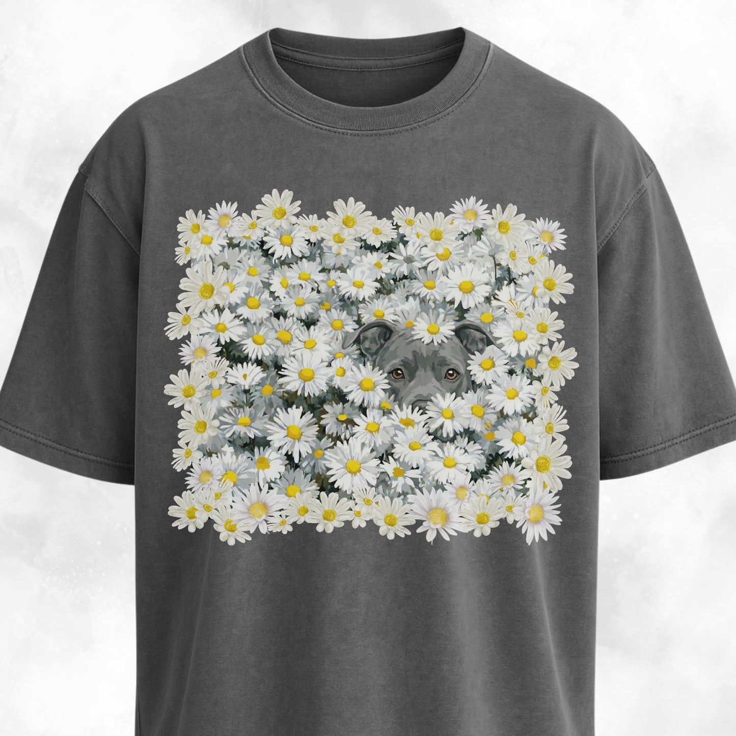 Pitbull In Daisies Field T-Shirt
