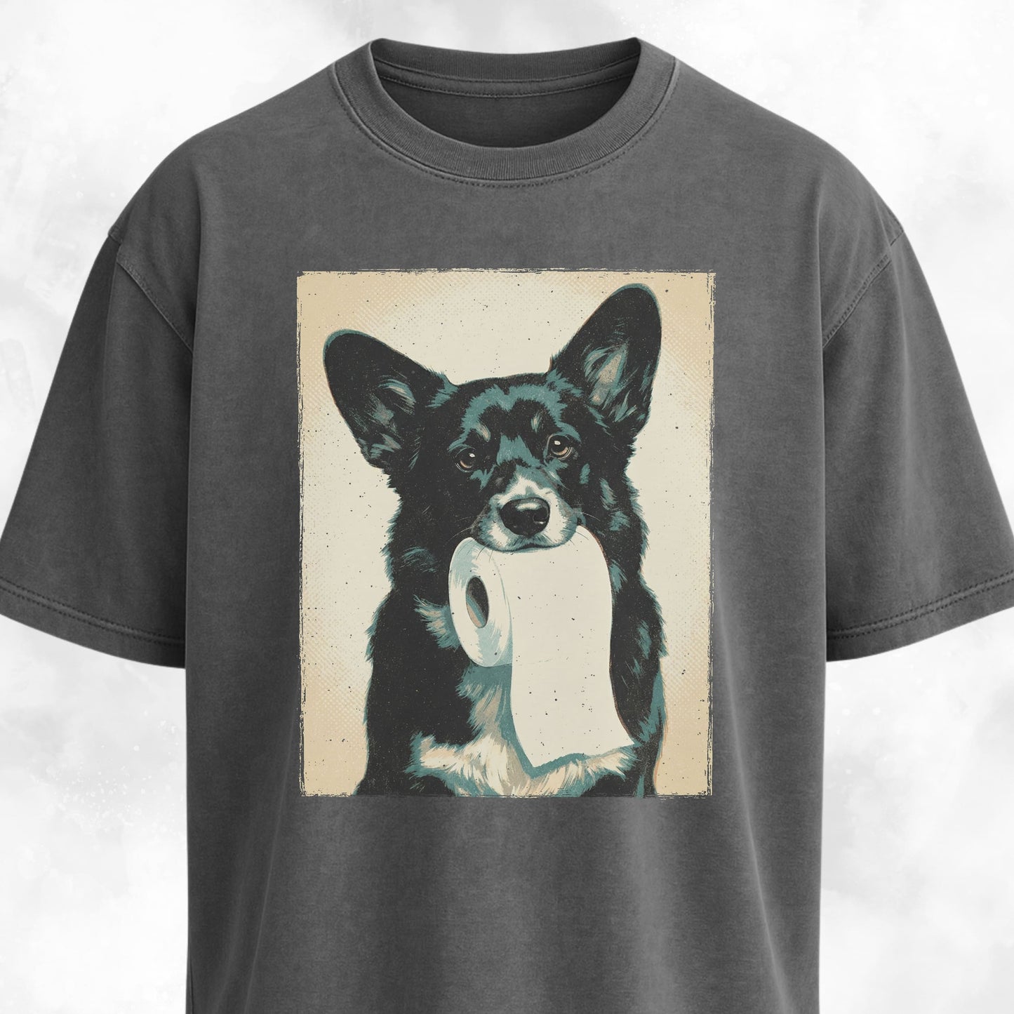 Black Corgi With Toilet Paper T-Shirt