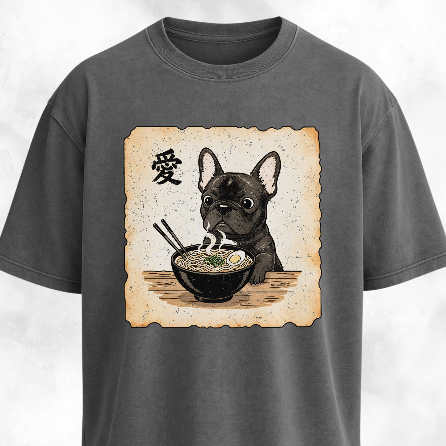 Japanese Style Frenchie Eating Ramen T-Shirt