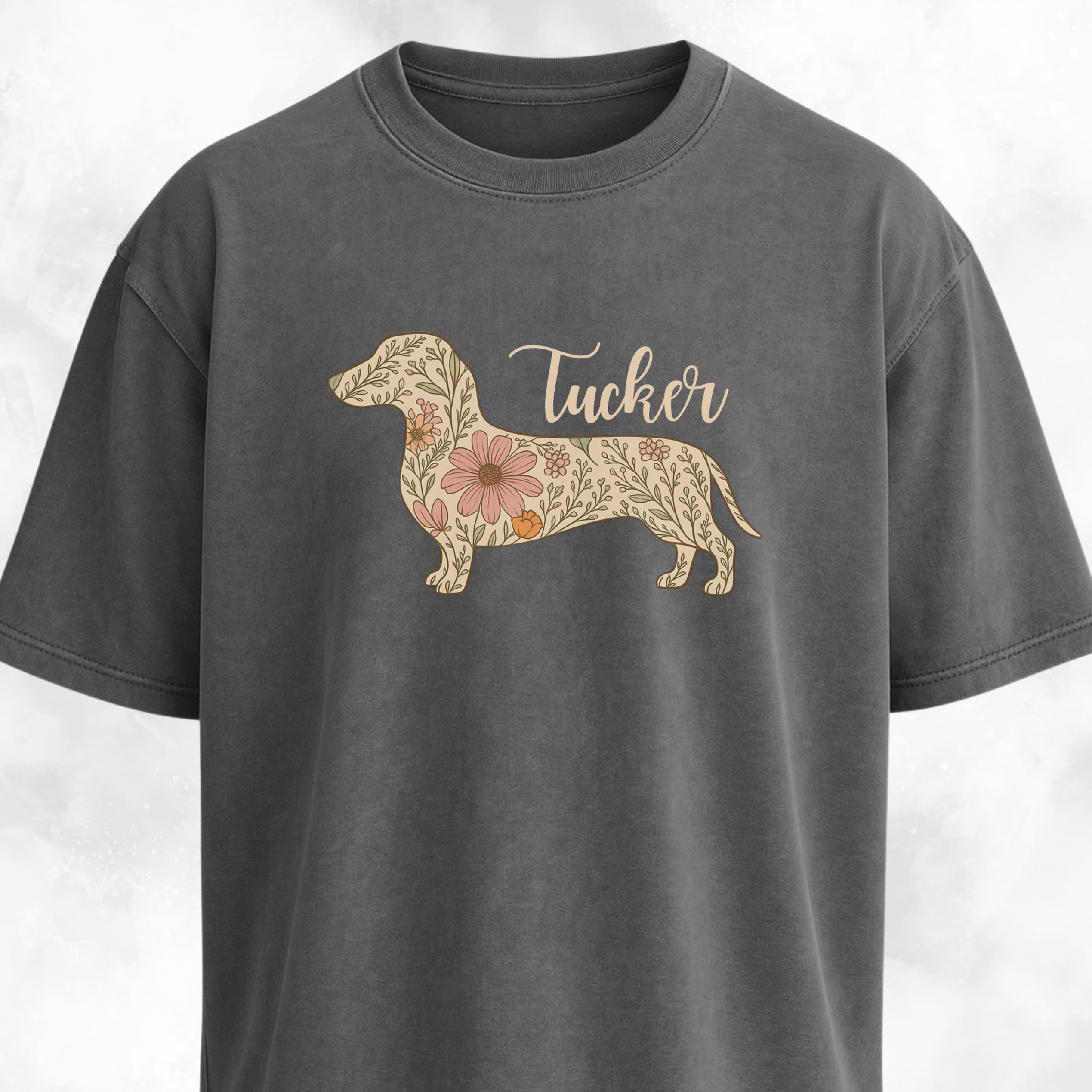 Personalized Floral Doxie T-Shirt