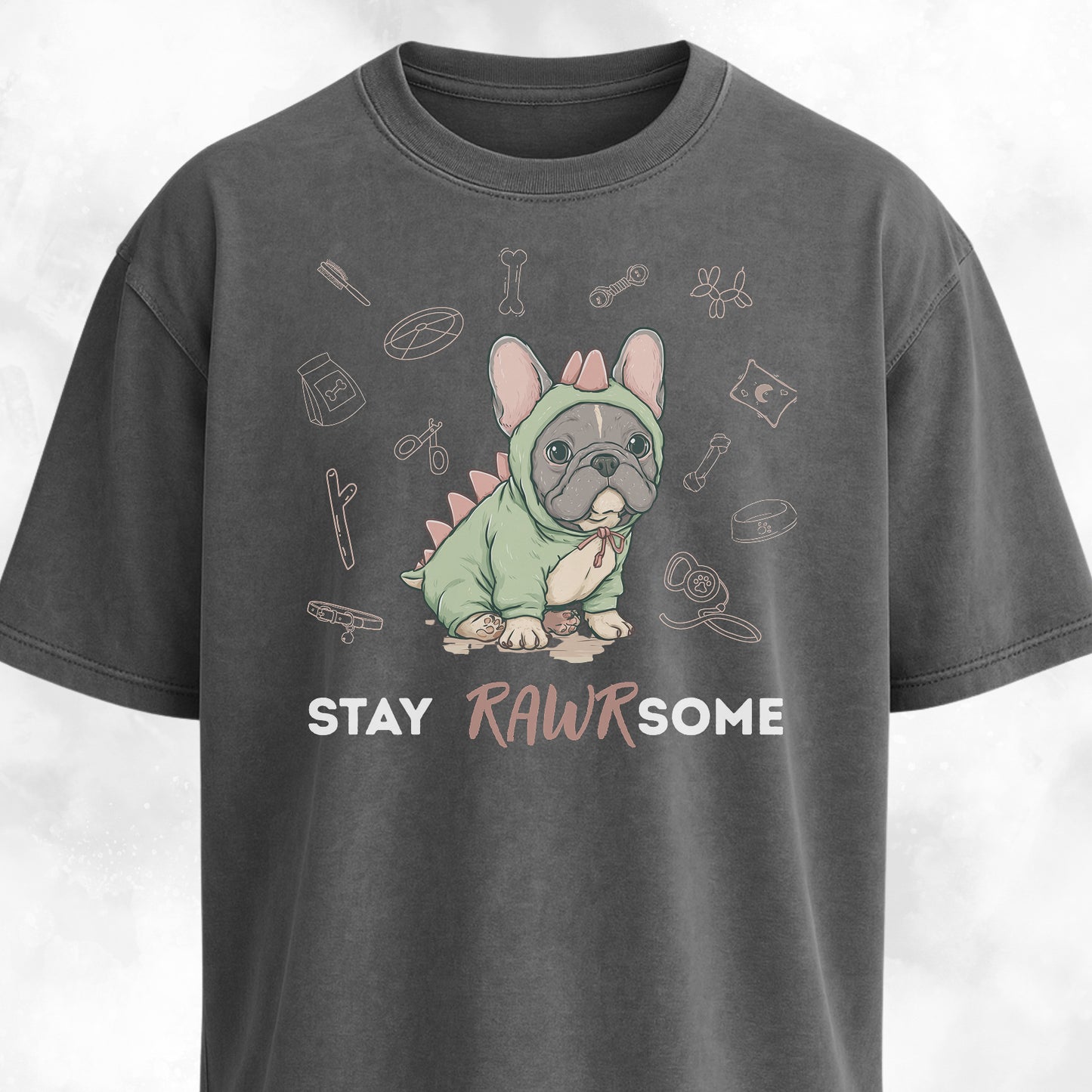 Cute Frenchie In A Dinosaur Costume T-Shirt