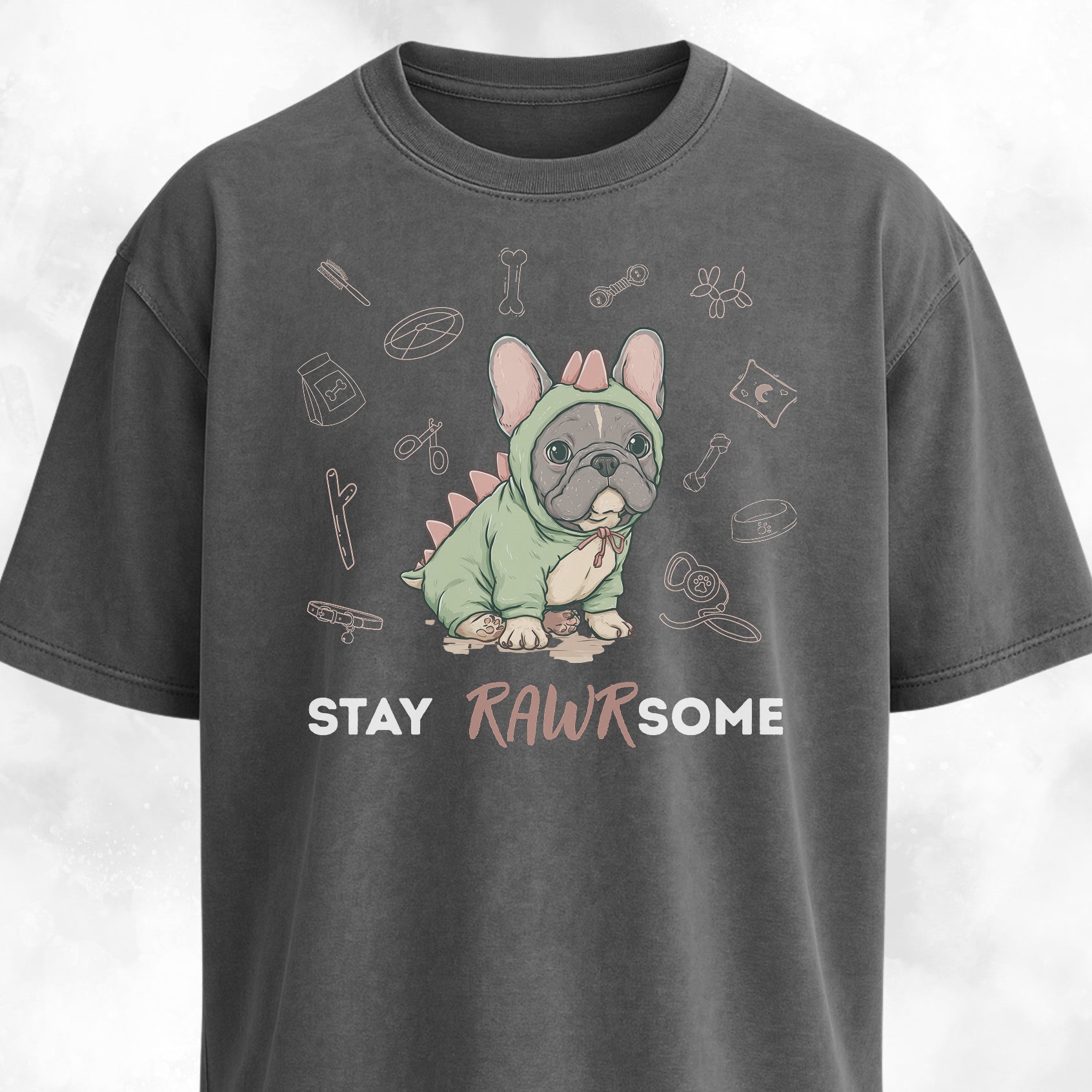 Cute Frenchie In A Dinosaur Costume T-Shirt