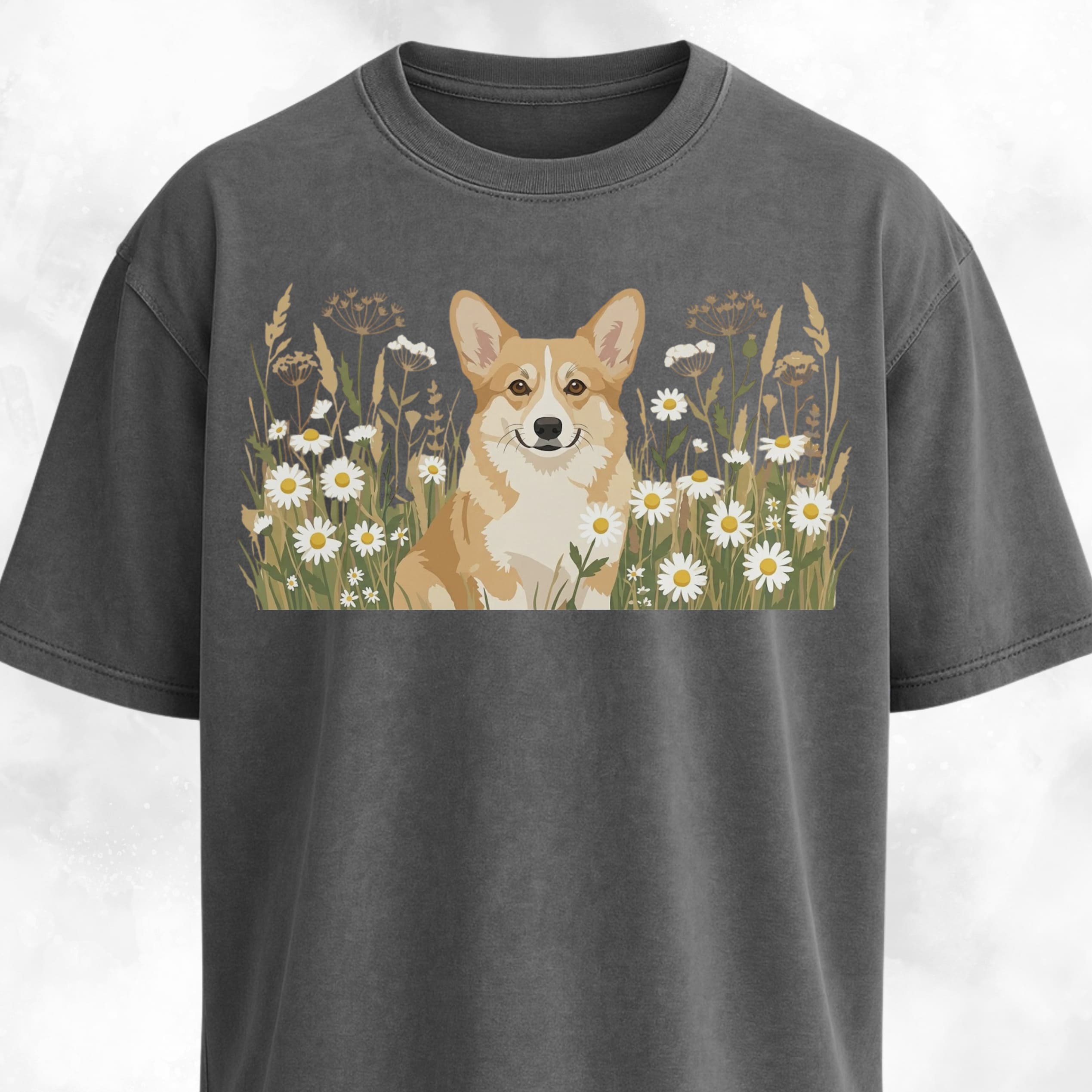 Floral Corgi Graphic T-Shirt
