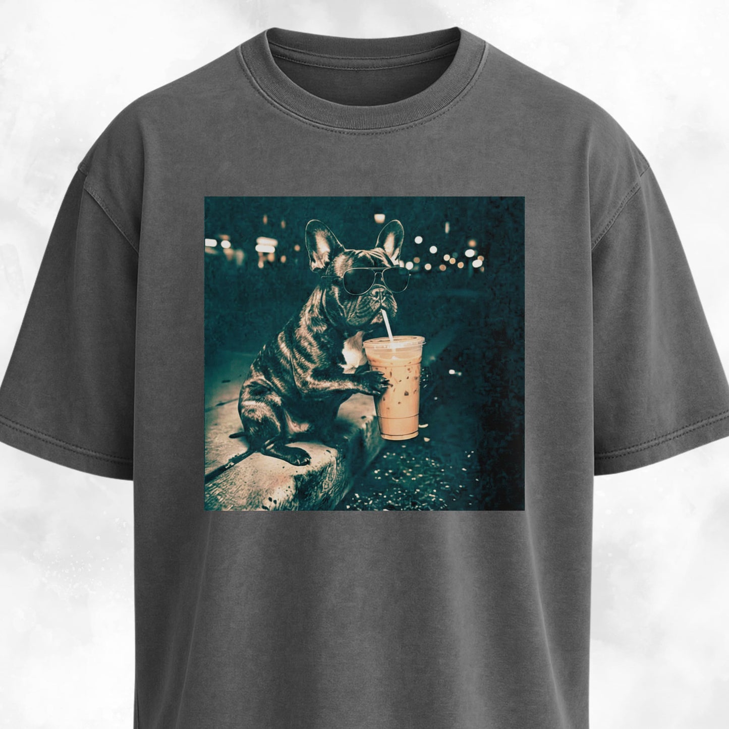 Cool Frenchie Sipping Boba T-Shirt