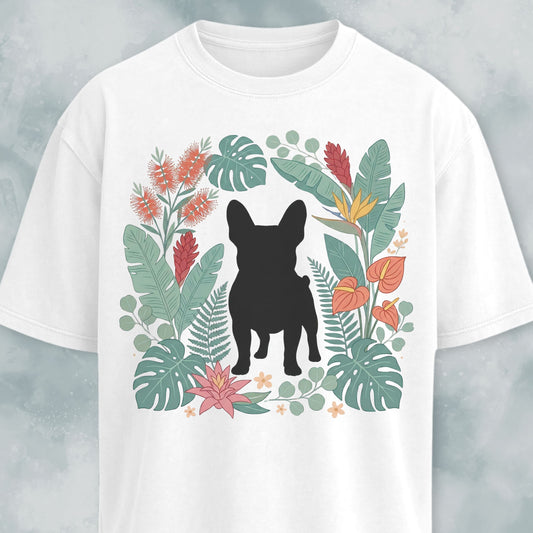 Botanical Frenchie Silhouette T-Shirt