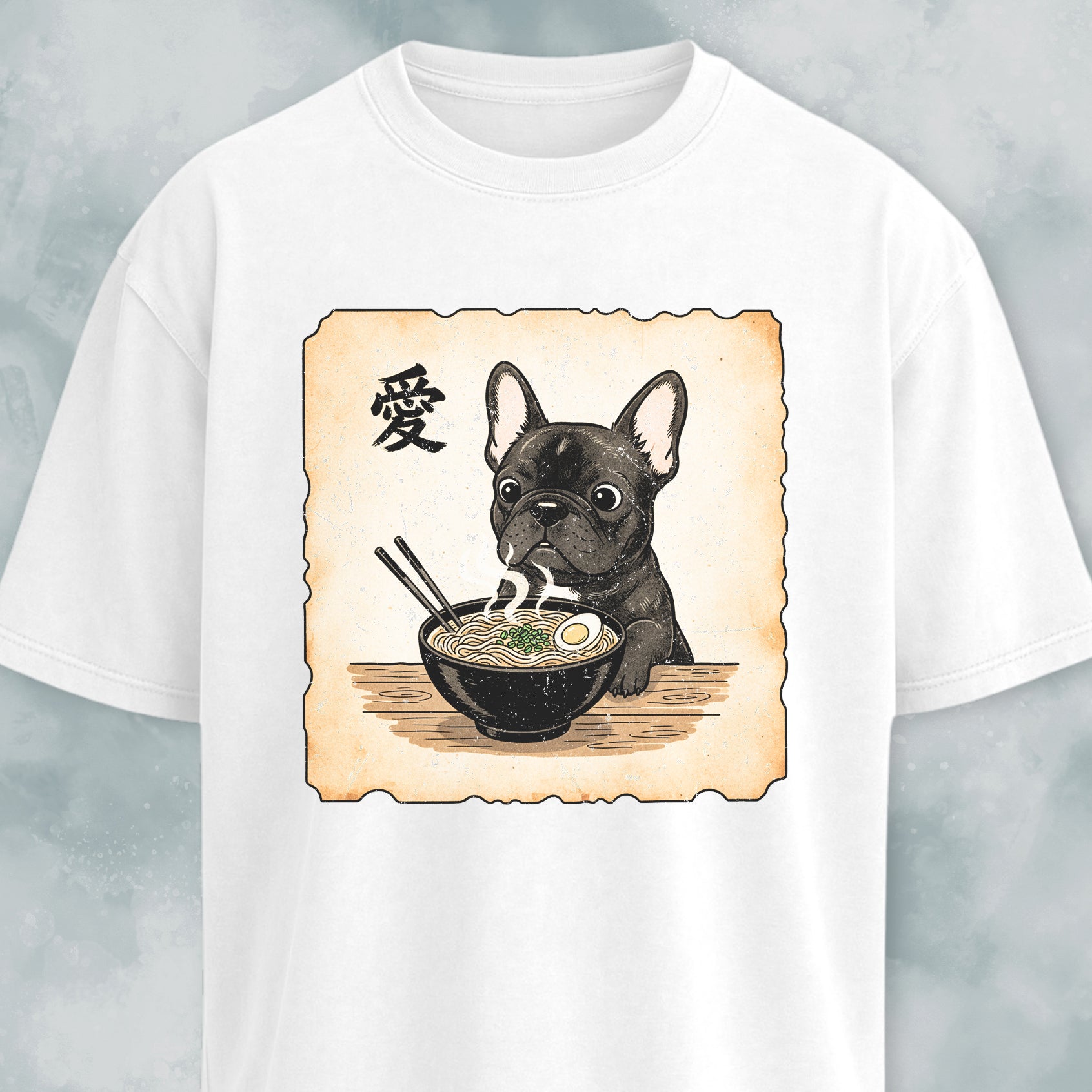 Japanese Style Frenchie Eating Ramen T-Shirt
